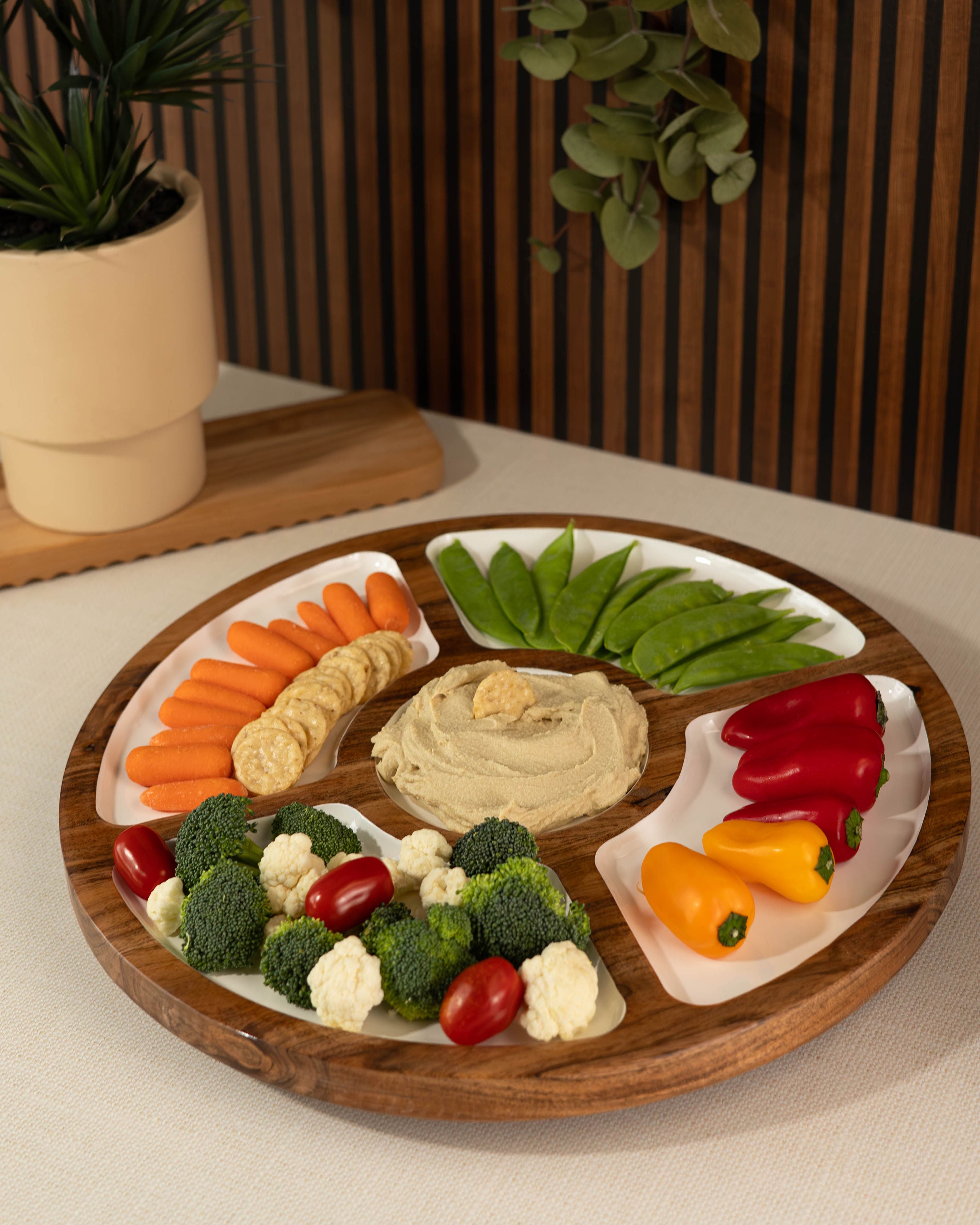 Jeanne Fitz Wood + White Collection Mango Wood Compartment Lazy Susan