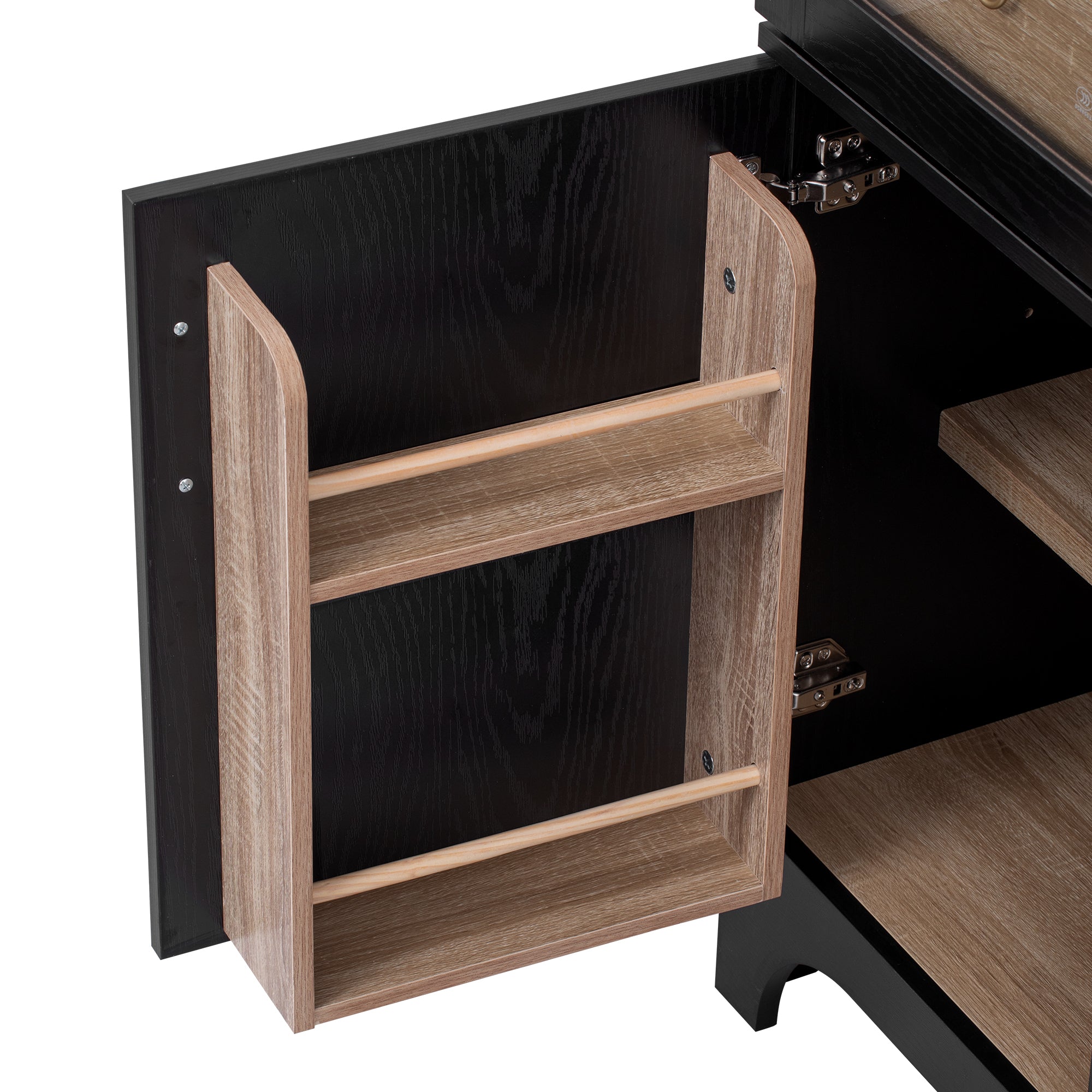 Farmhouse Kitchen Storage Cabinet with Open & Adjustable Shelves