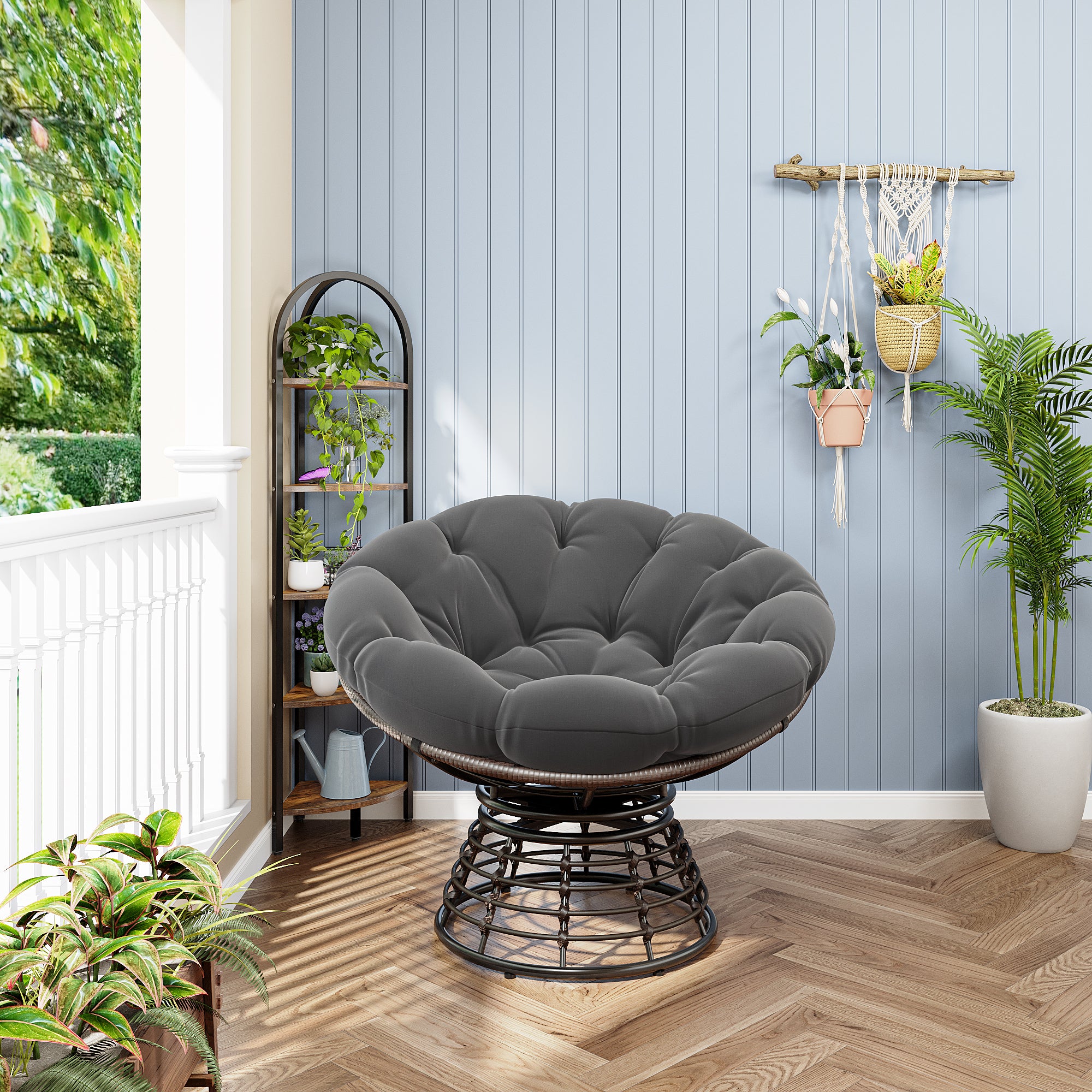 The Original Papasan™ 360° Swivel Indoor Outdoor Wicker Papasan Chair with Soft Thick Cushion