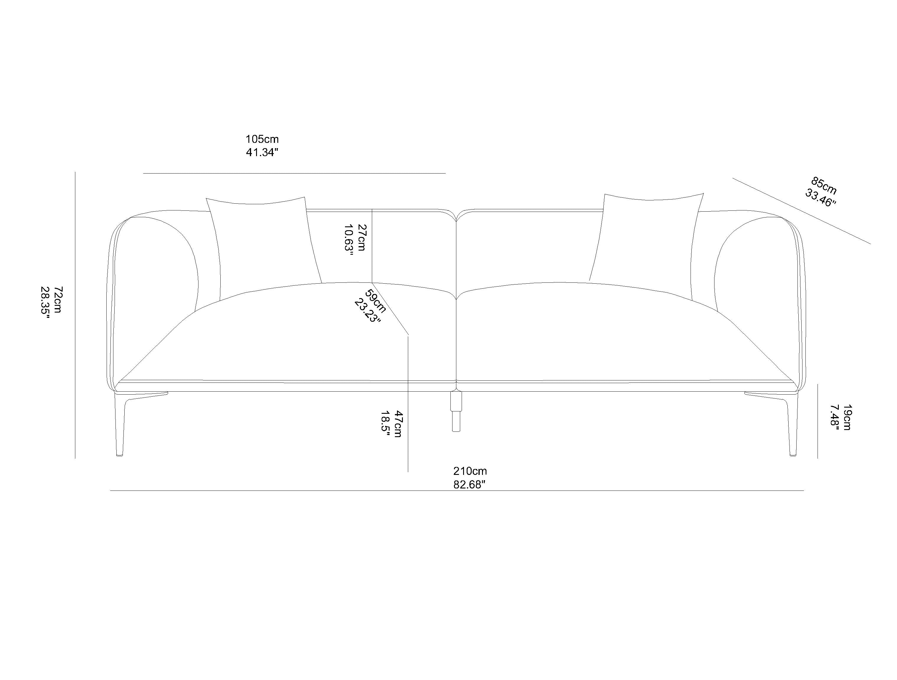 Modern Sofa with Metal Legs