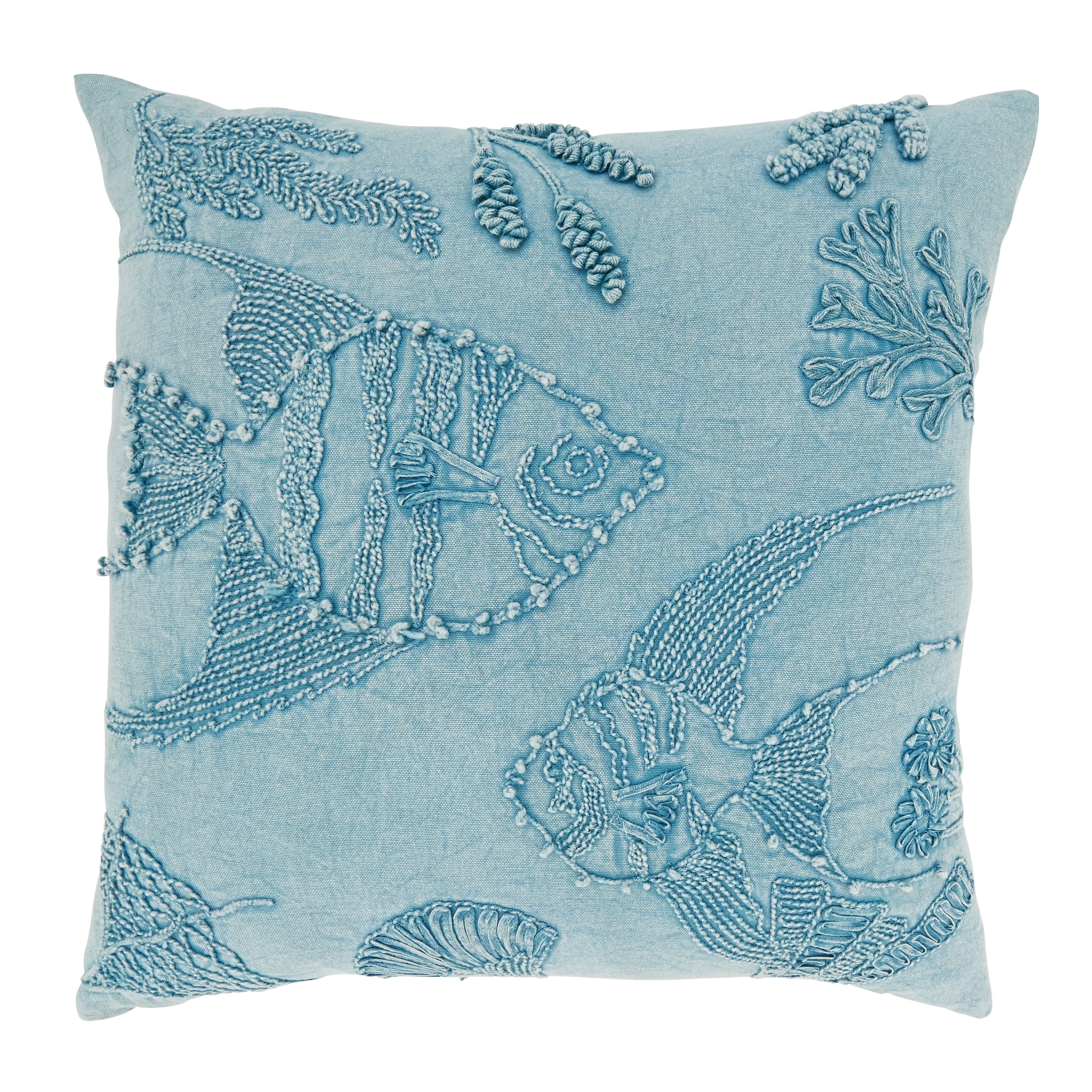 Oceanic Charm Stonewashed Fish Poly Filled Throw Pillow