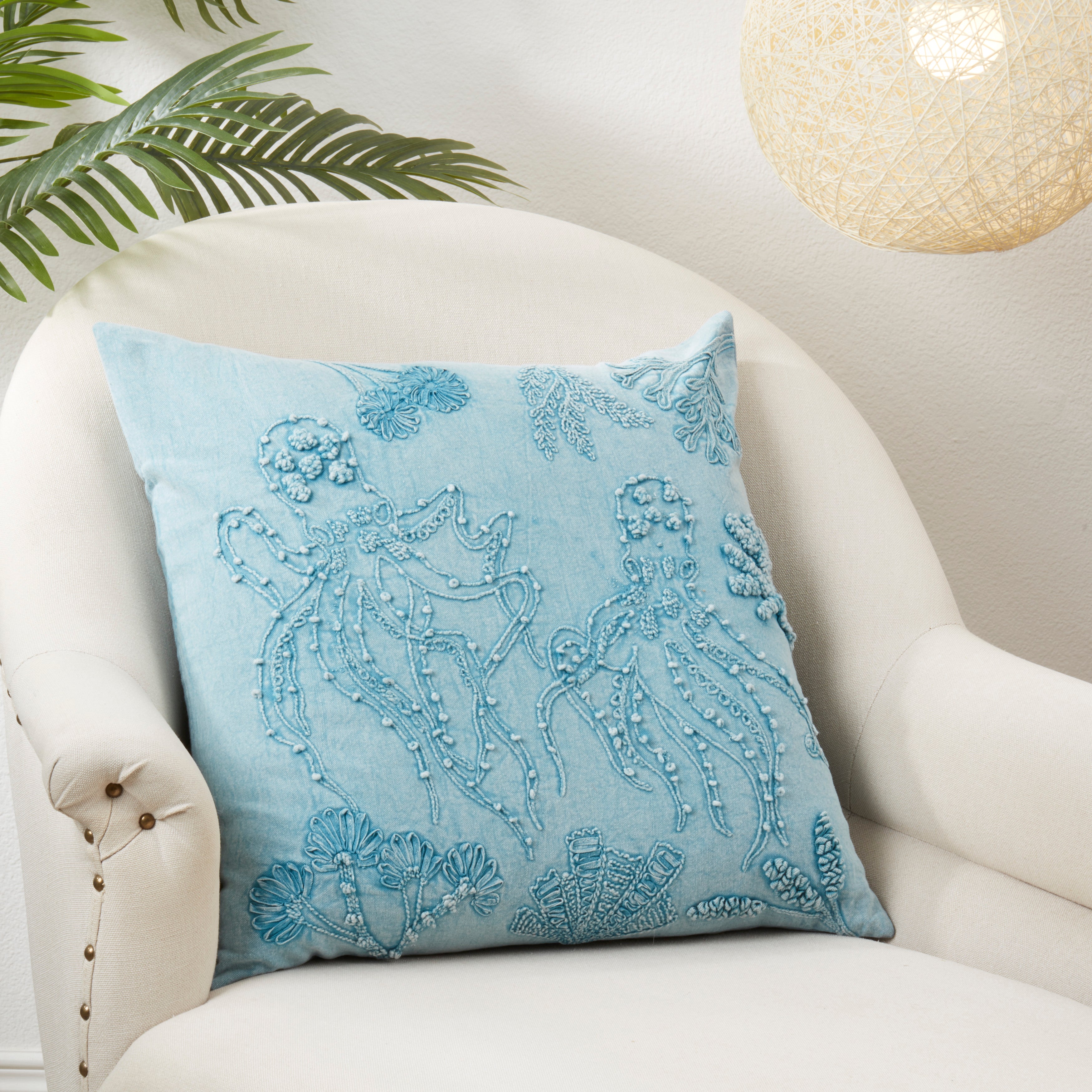 Deep Sea Dreams Stonewashed Octopus Poly Filled Throw Pillow