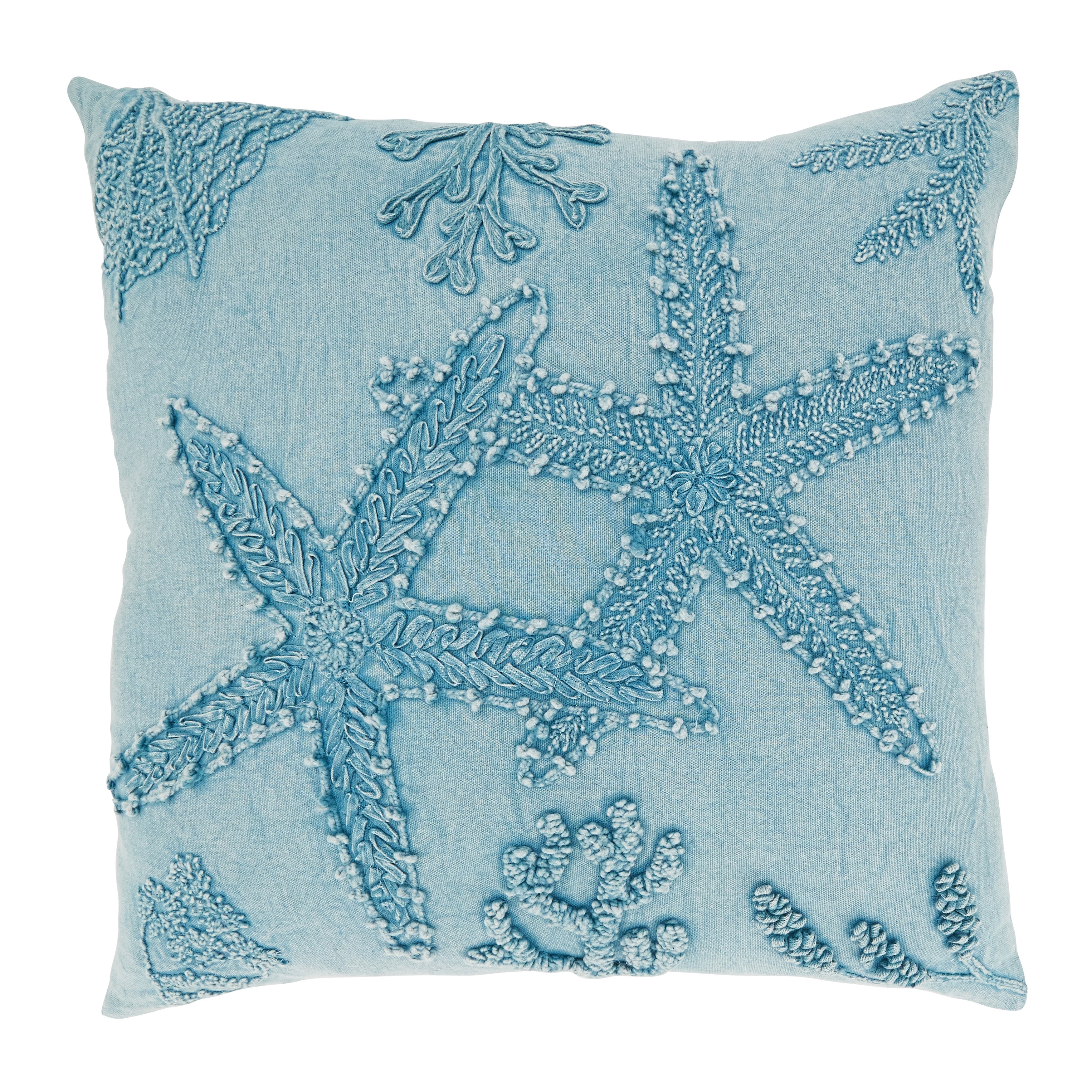 Aquatic Dreams Stonewashed Starfish Poly Filled Throw Pillow