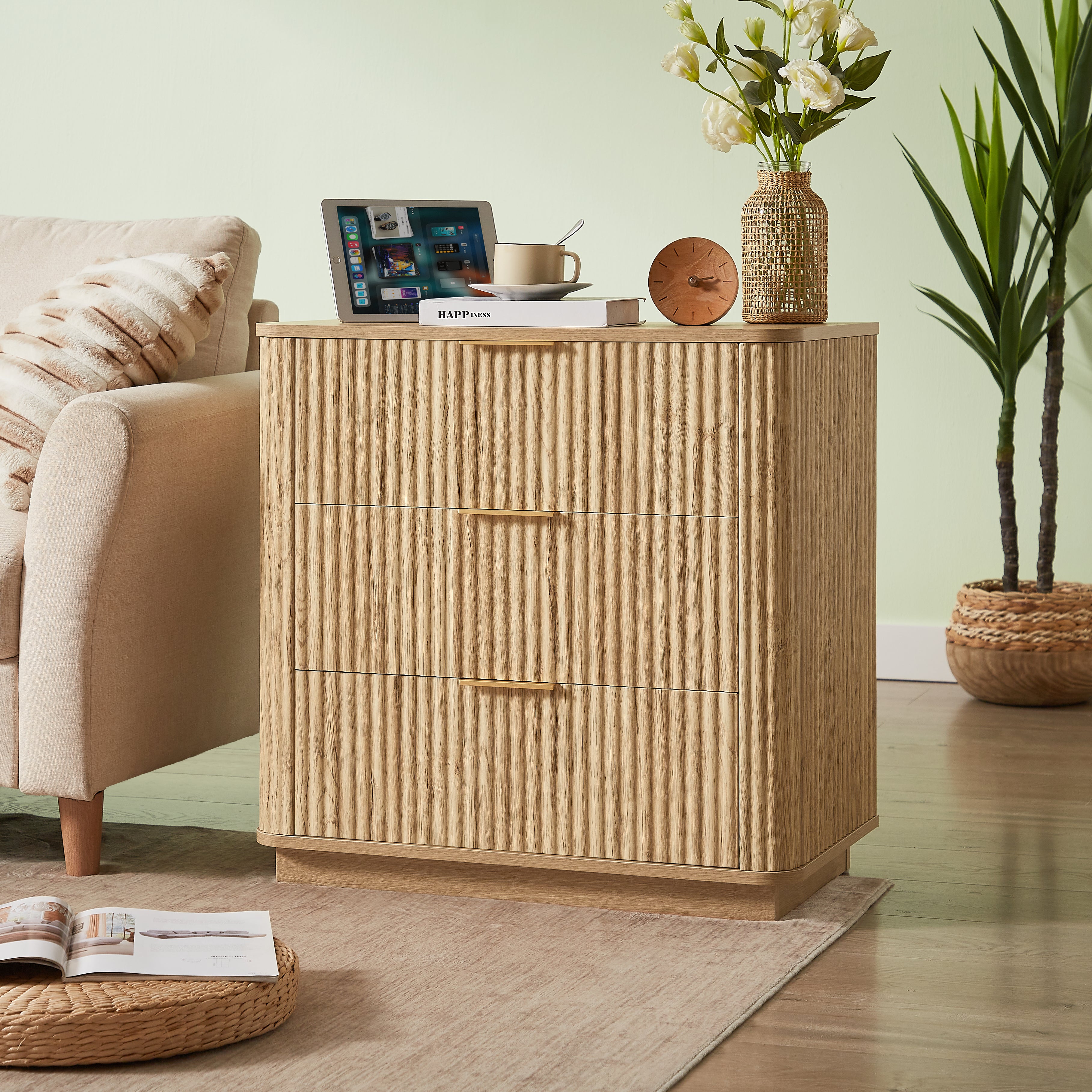 Wide Modern Chest of Drawers, Set of 2