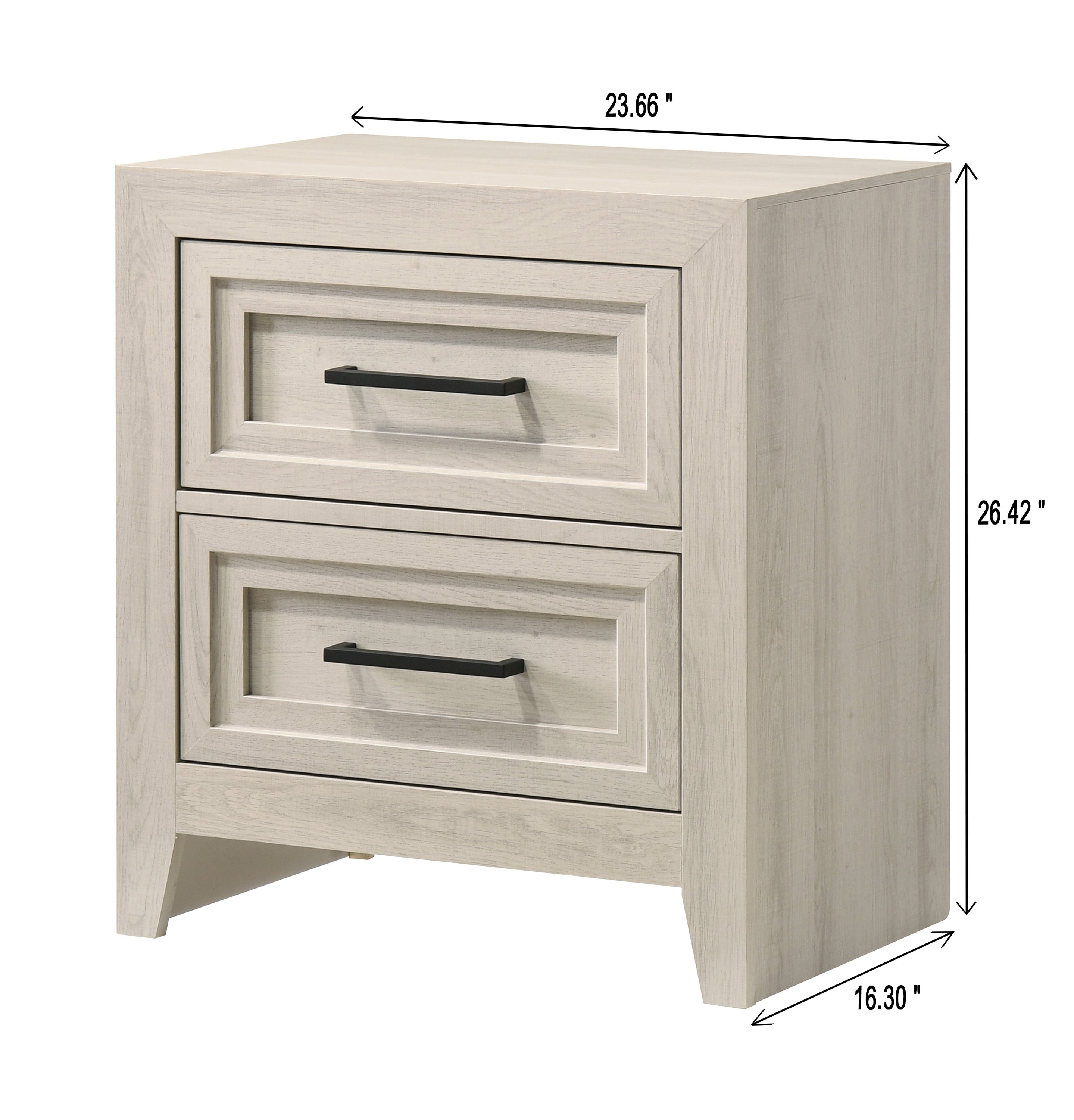 Havenwood Geometric Design Contemporary 2-Drawer Nightstand