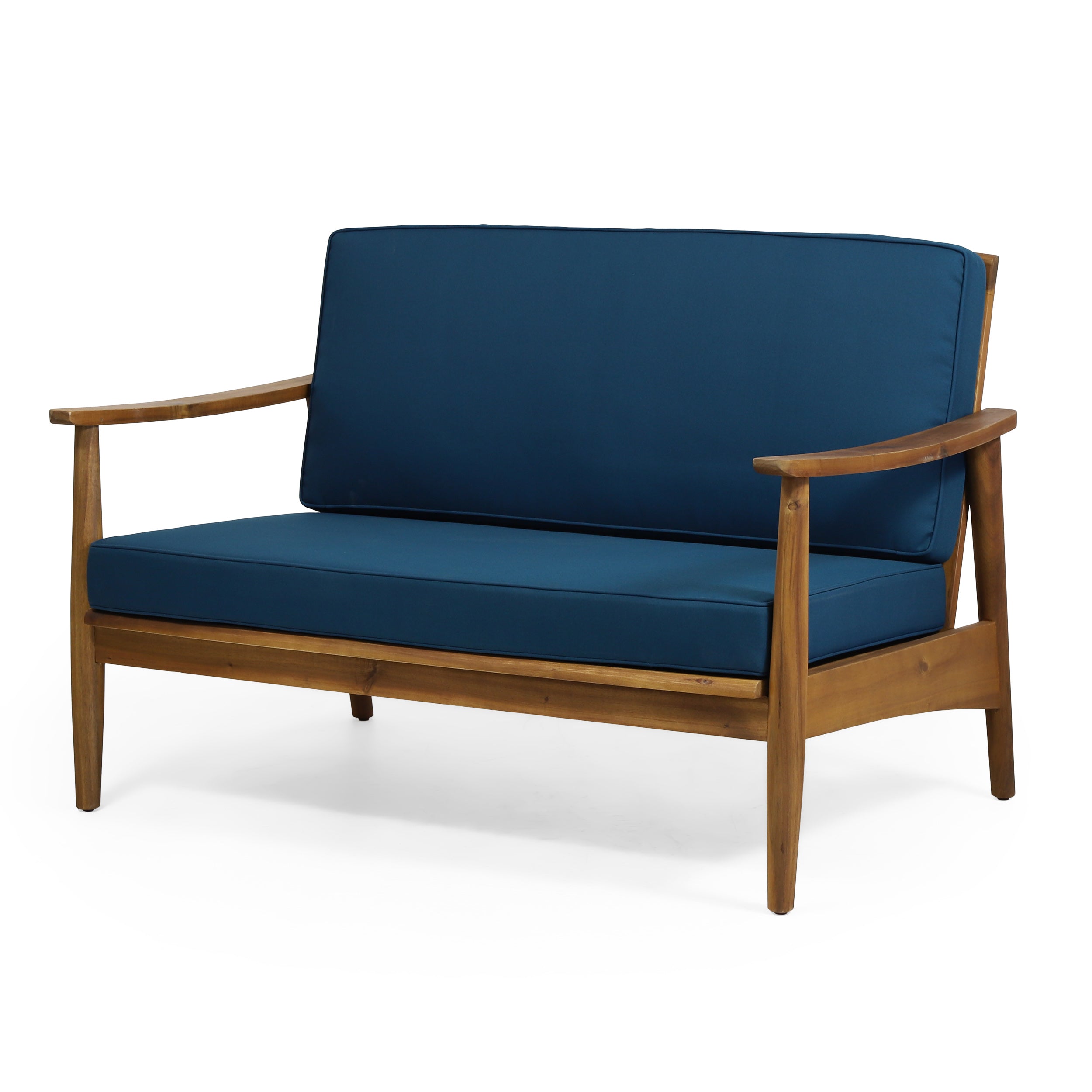 2-Piece Patio Set with Slatted Back Loveseat and Coffee Table
