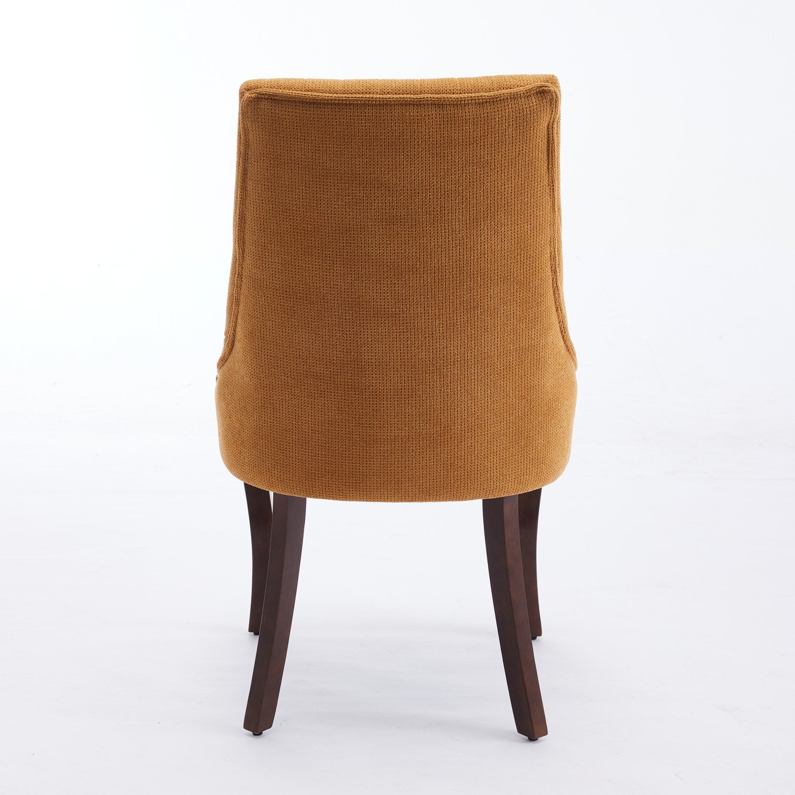 Rayon Cloth Flocking Linen Dining Chairs Channel Kitchen Dinner Chair Comfy Fabric Upholstered Accent Chair for Dining Room with Curved Solid Wood Legs,Set of 2 (Gold), SW1847GL
