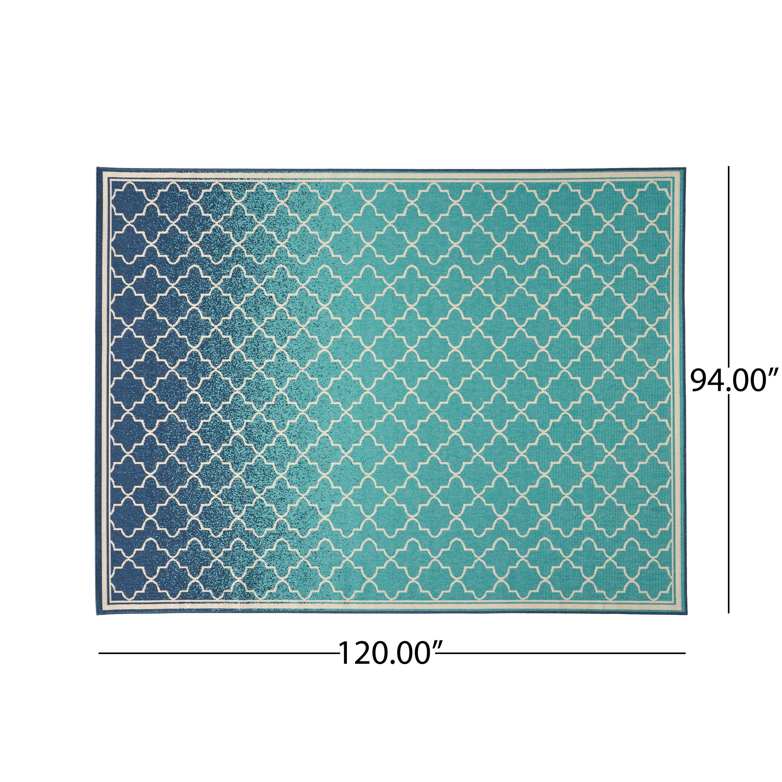 120"x94" Outdoor Rug with Rectangle Shape and Ombre Pattern