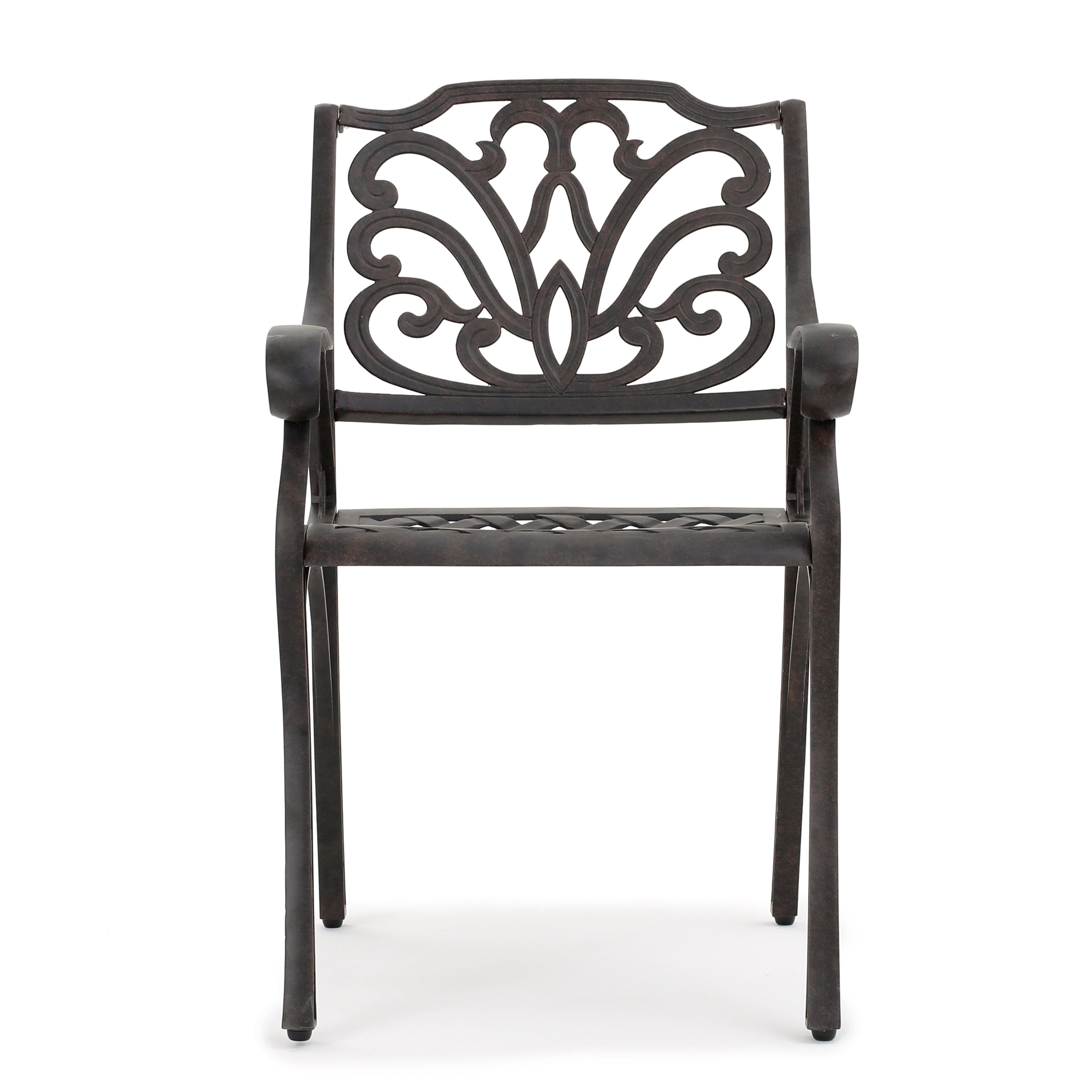 Montego Cast Aluminum Outdoor Dining Chairs in Bronze, Set of 2