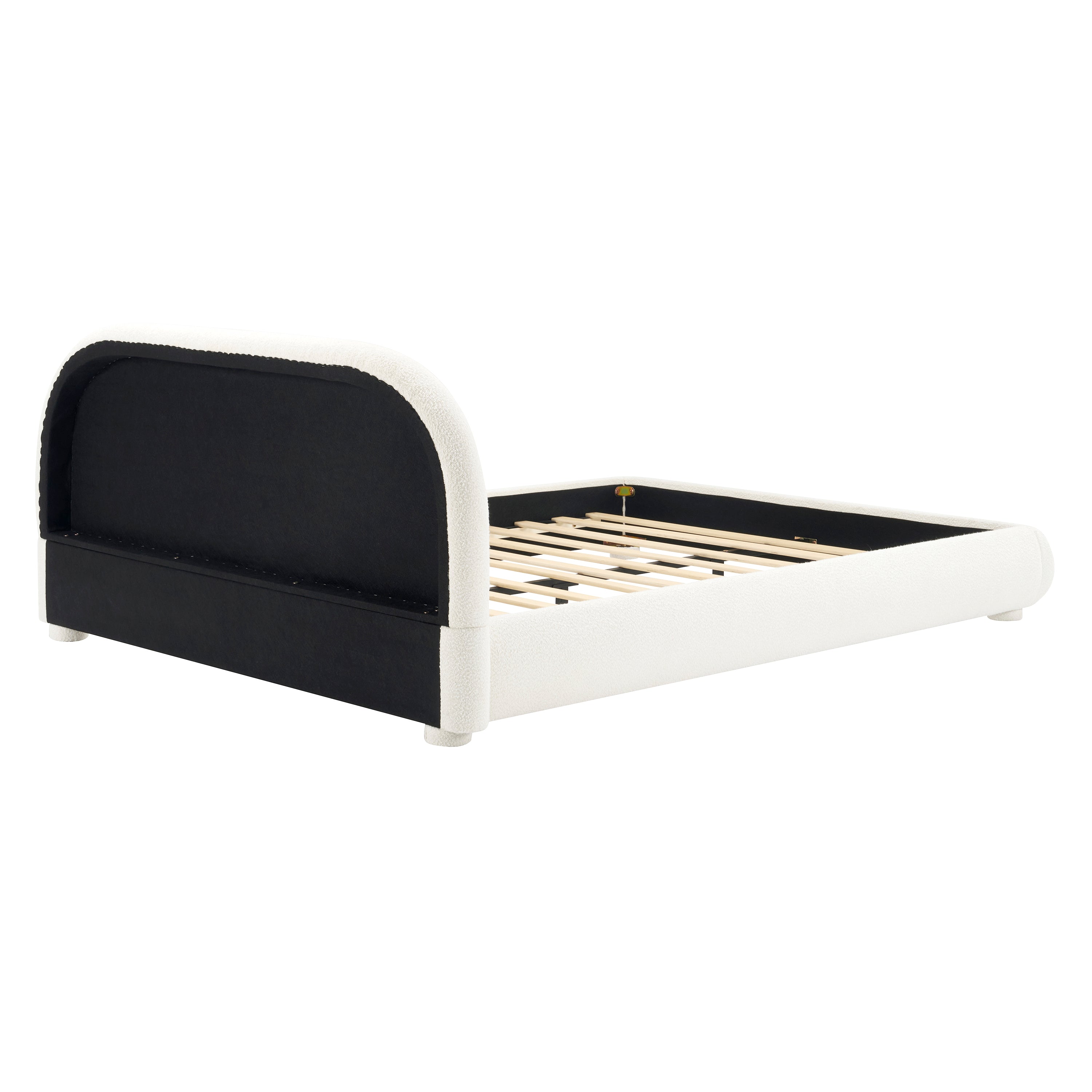 Modern Bed Frame with Upholstered Curved Headboard