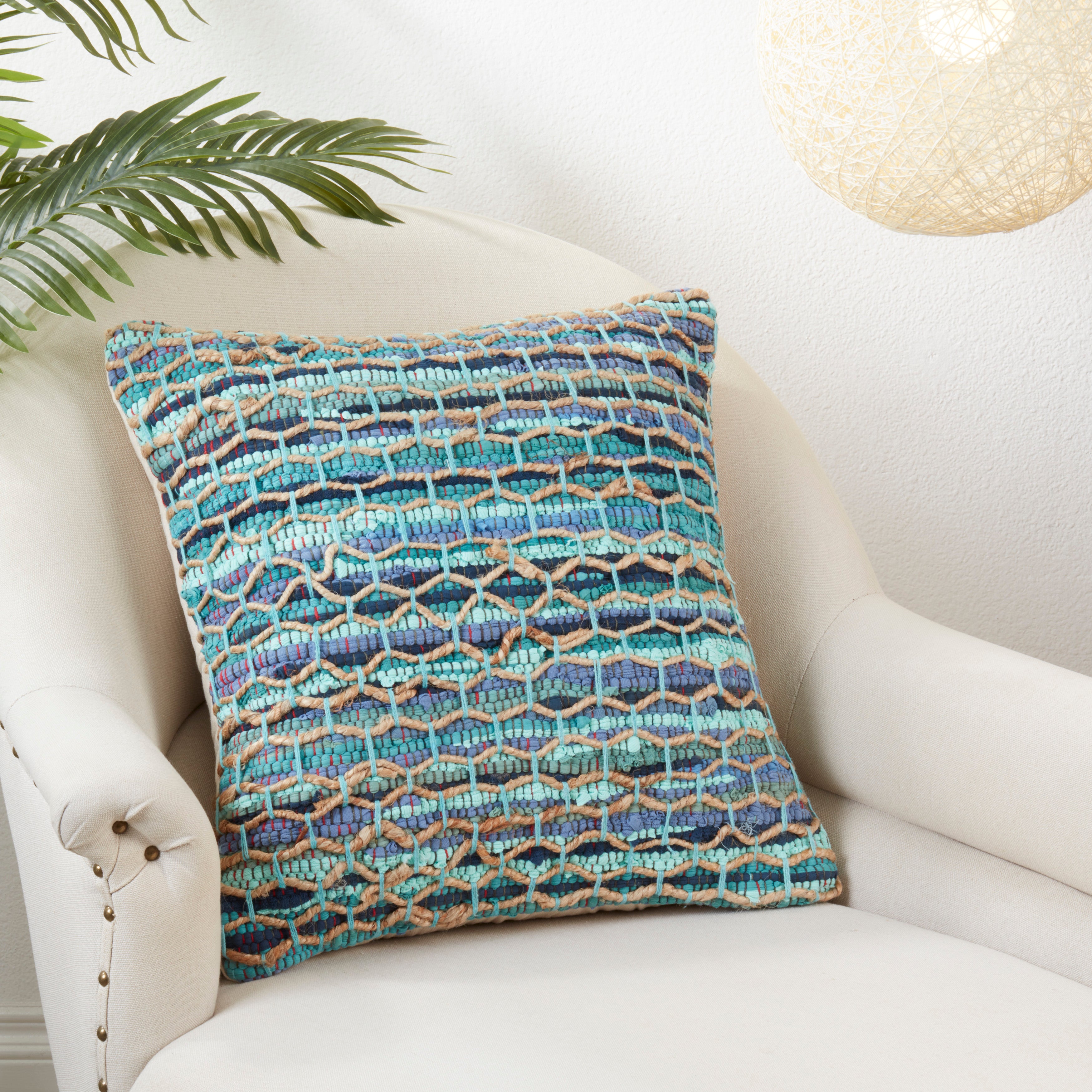 Handwoven Net Chindi Poly Filled Throw Pillow