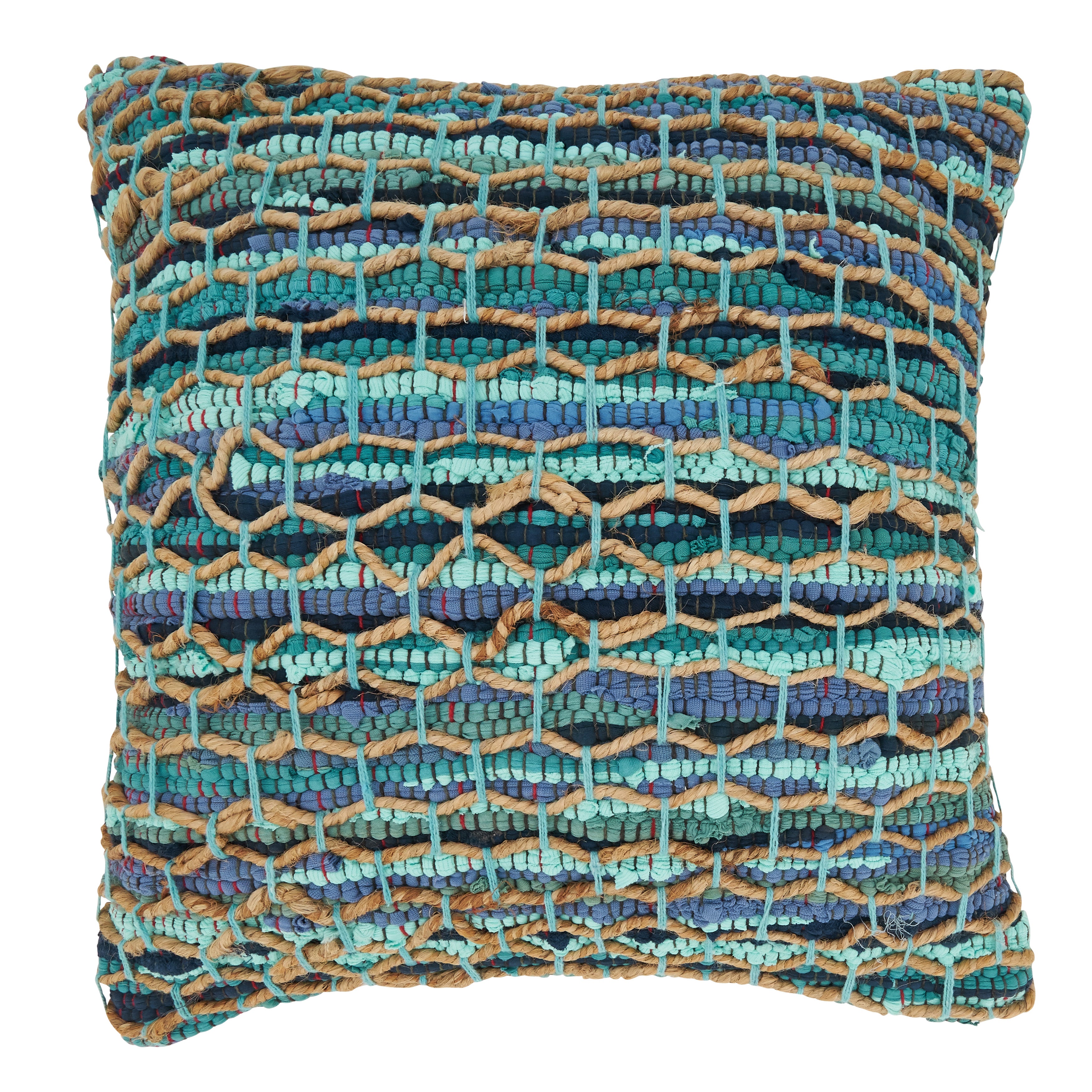 Handwoven Net Chindi Poly Filled Throw Pillow