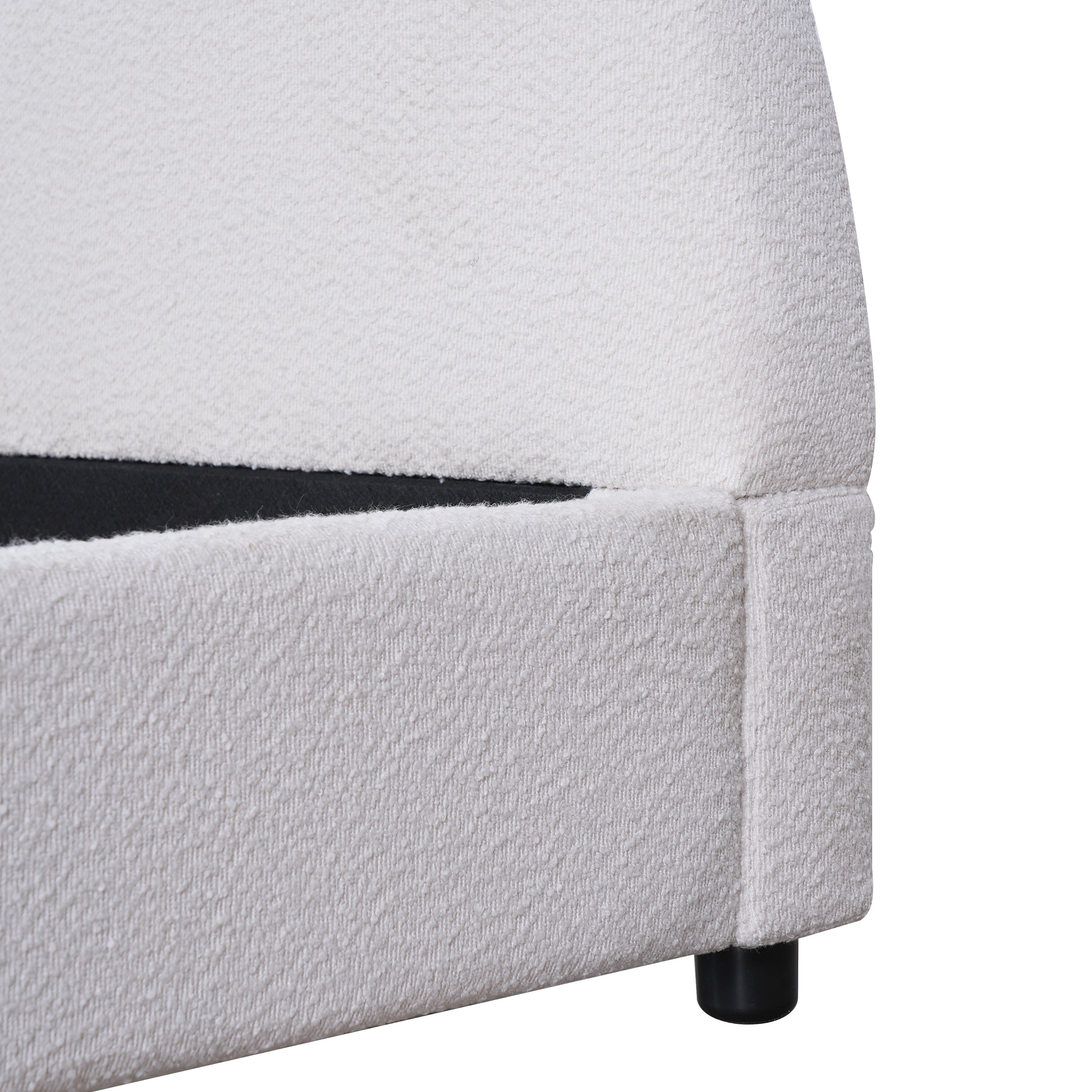 Bed Frame With Boucle Upholstered Round Curved Headboard