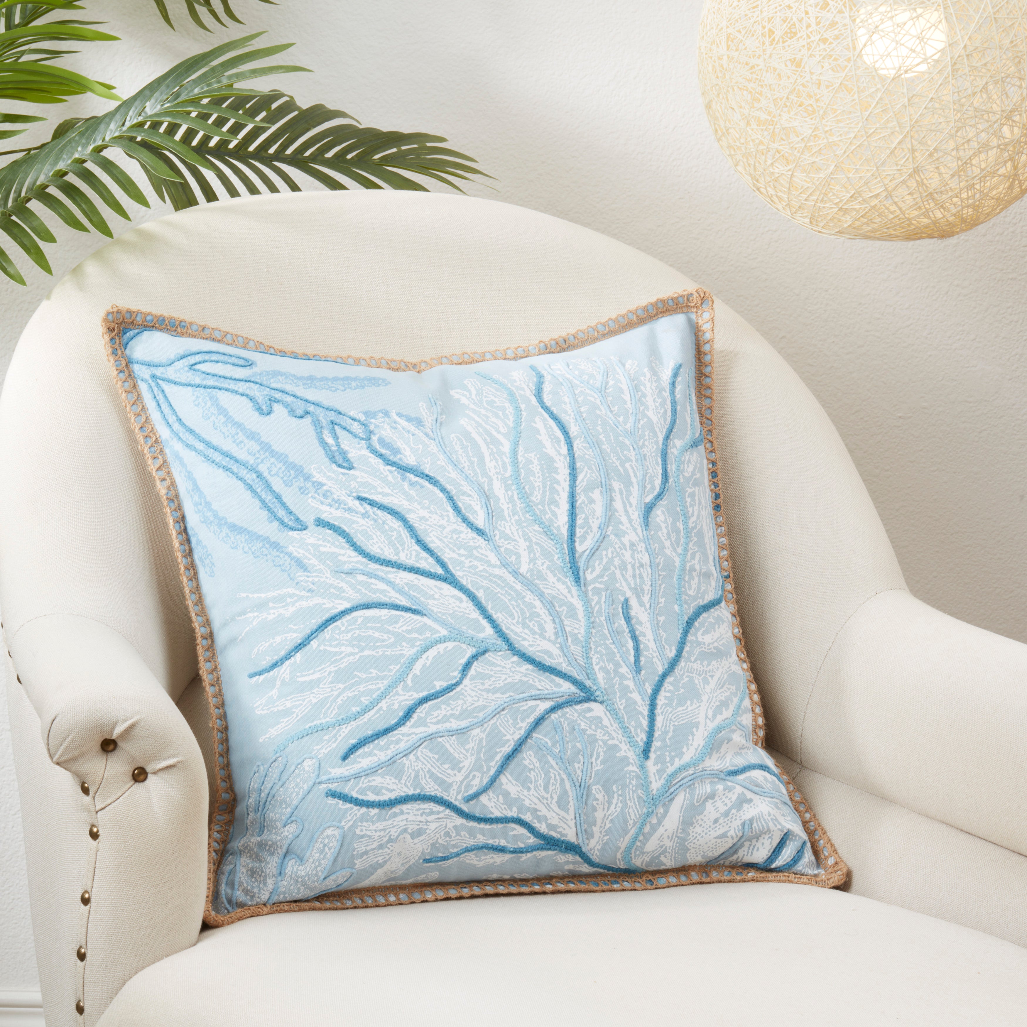 Coral Breeze Sea Fan Poly Filled Throw Pillow
