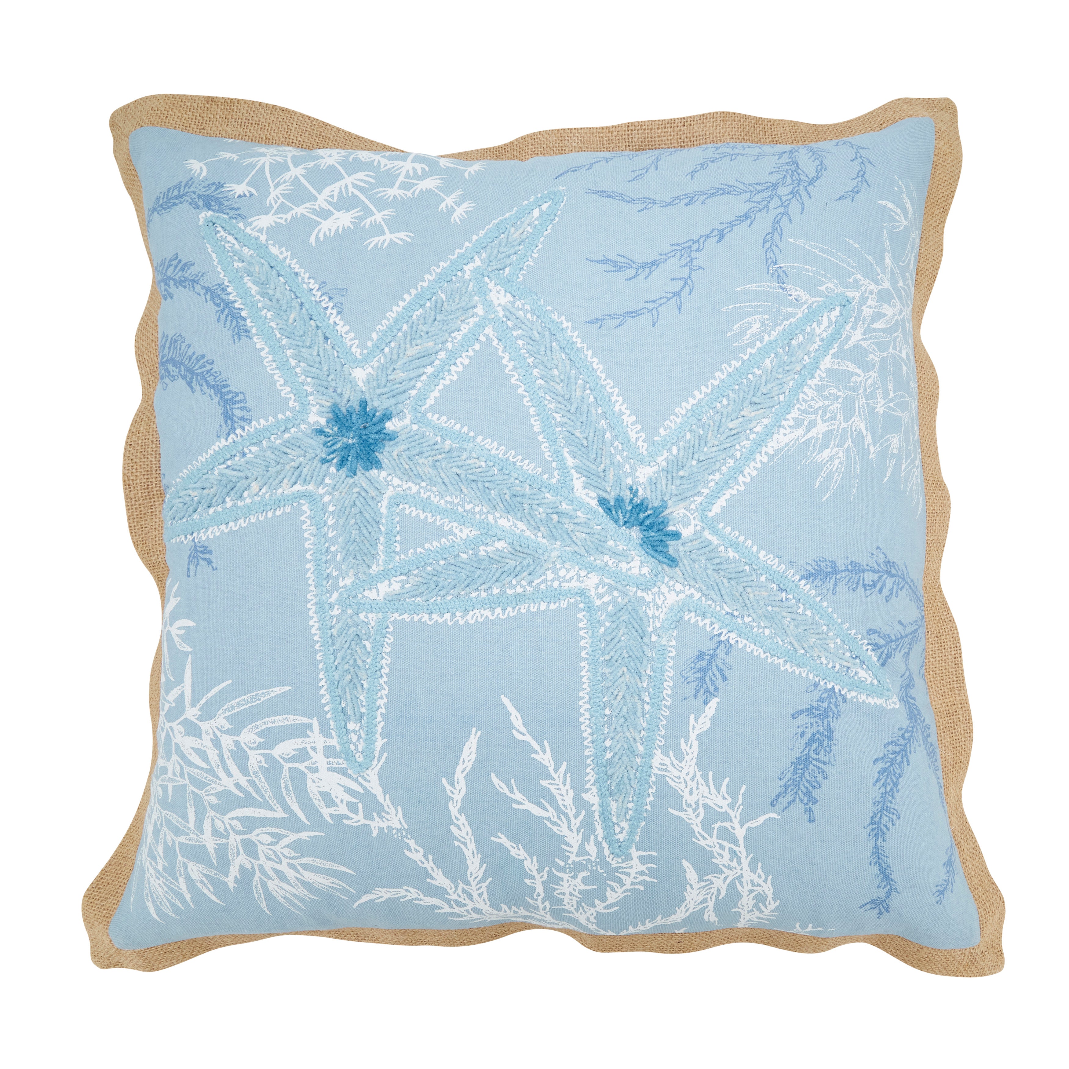 Sandy Shoreline Starfish Poly Filled Throw Pillow