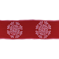 4" Red Snowflake Pattern Cotton Ribbon