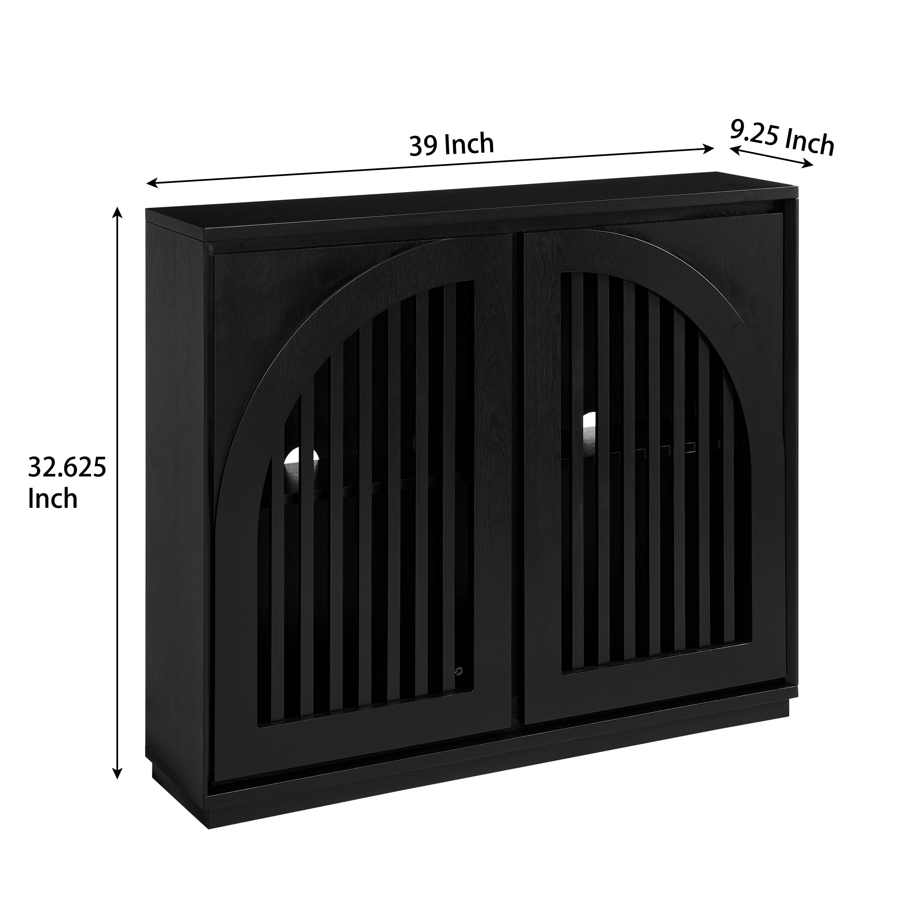 Mid-Century Modern Fluted Narrow Storage Cabinet with 2 Outlet Holes