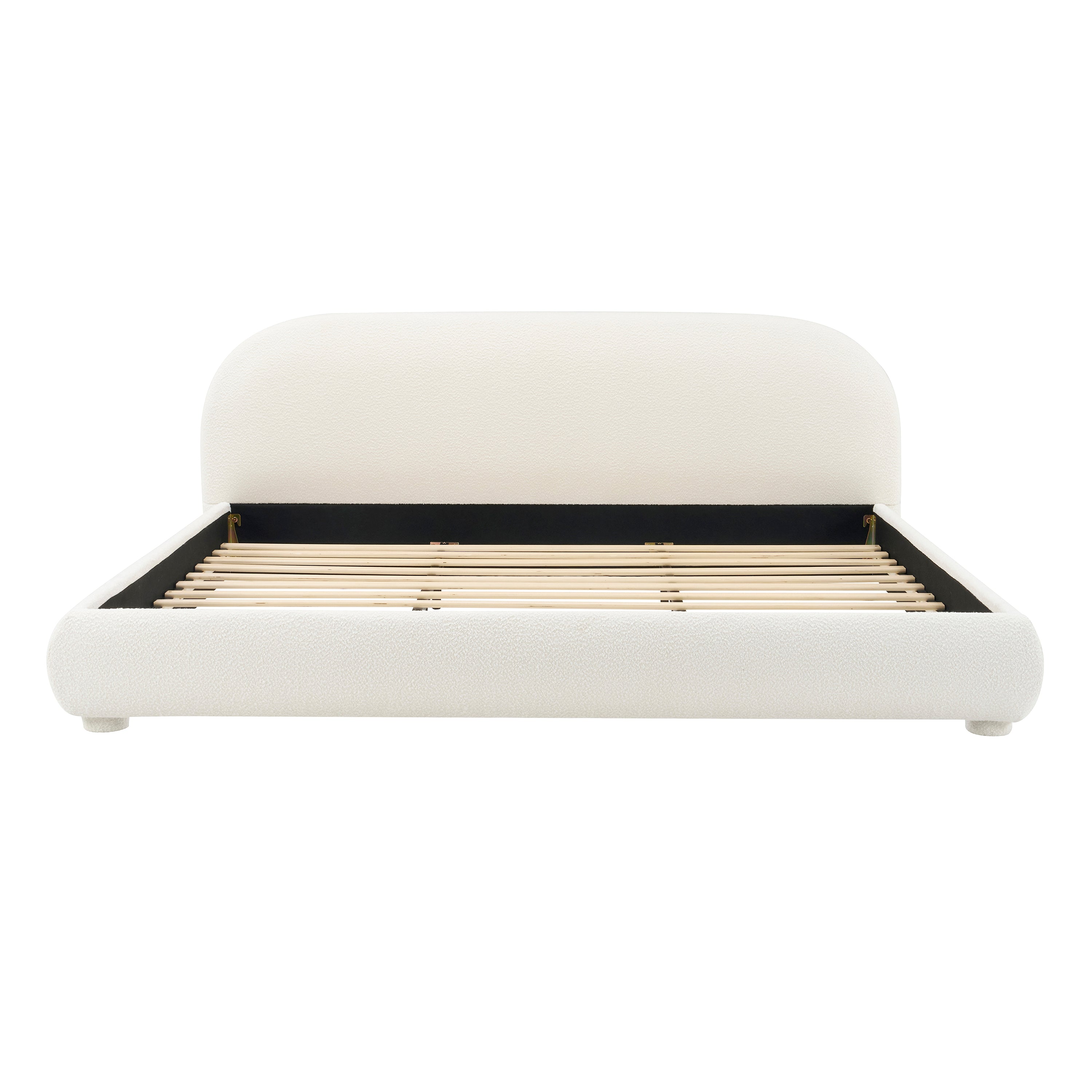 Modern Bed Frame with Upholstered Curved Headboard