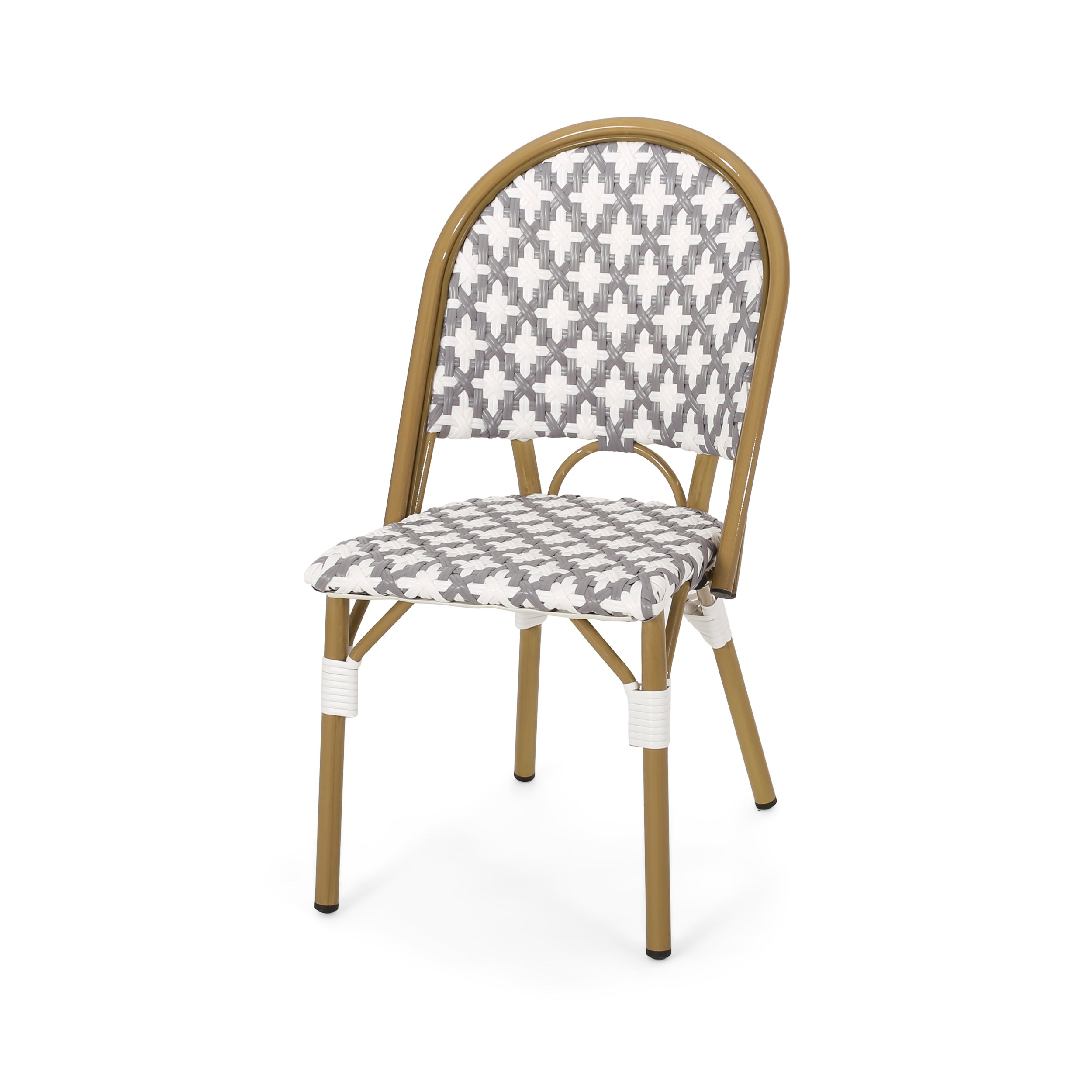 PE Rattan French Bistro Chair with Aluminum Frame, Set of 2