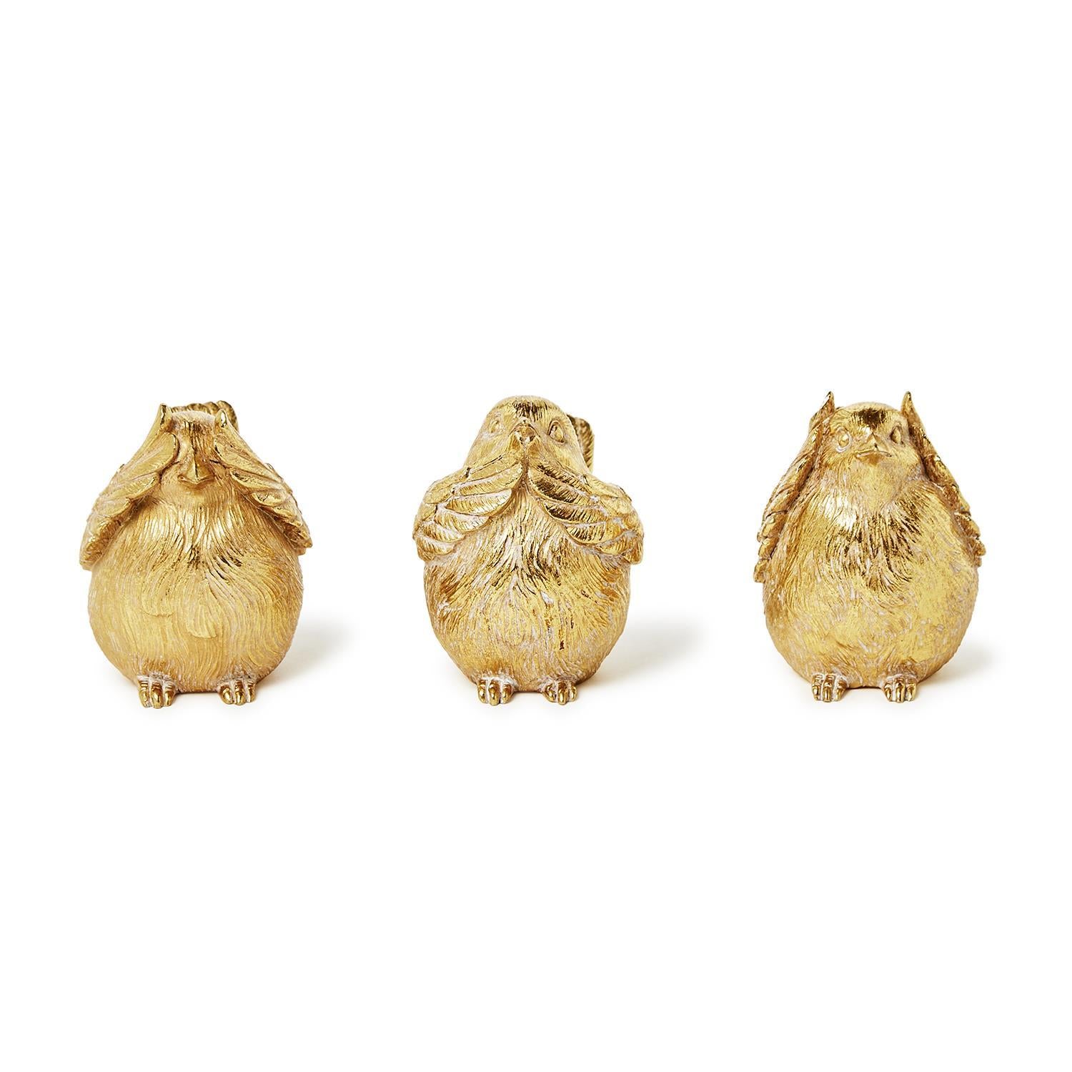Gold Bird Decor Incl 3 Styles, Set of 3