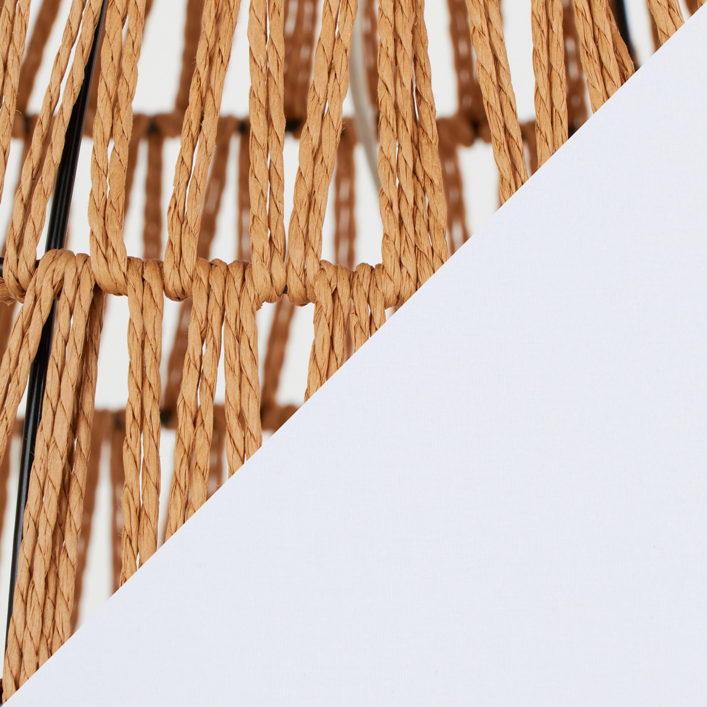 Table Lamp with Rope Rattan Base and White Linen Shade