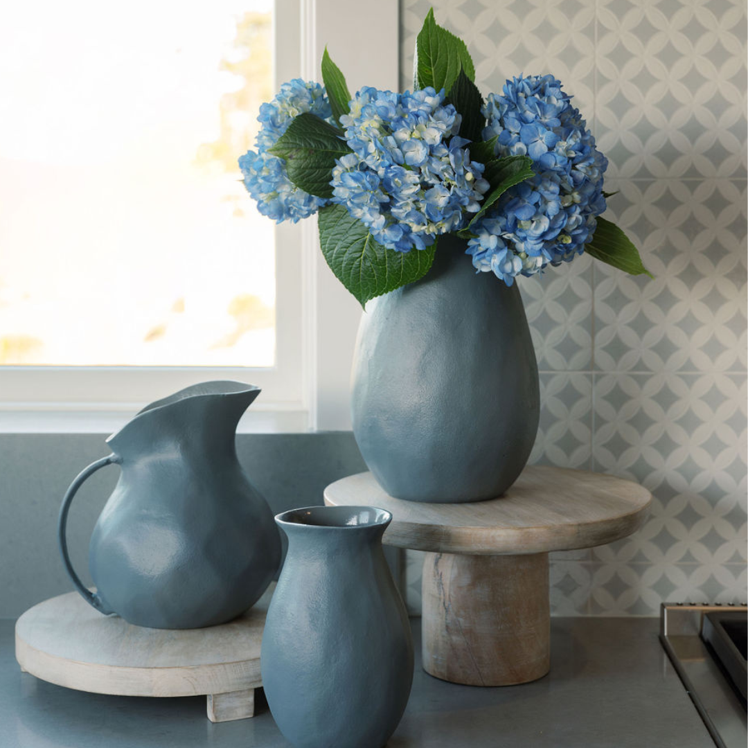 Aluminum Vase in Grey, 10.5 in