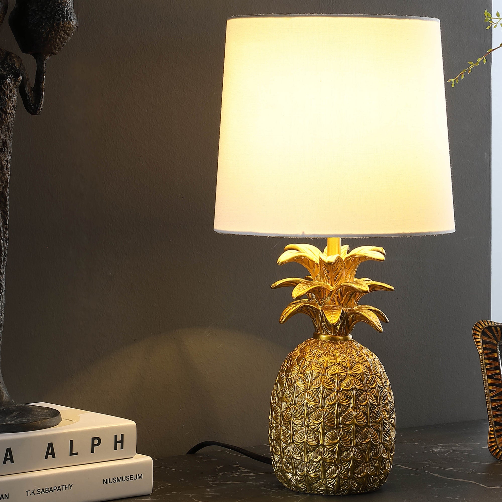 Golden Brass Tropical Heahea Pineapple Table Lamp