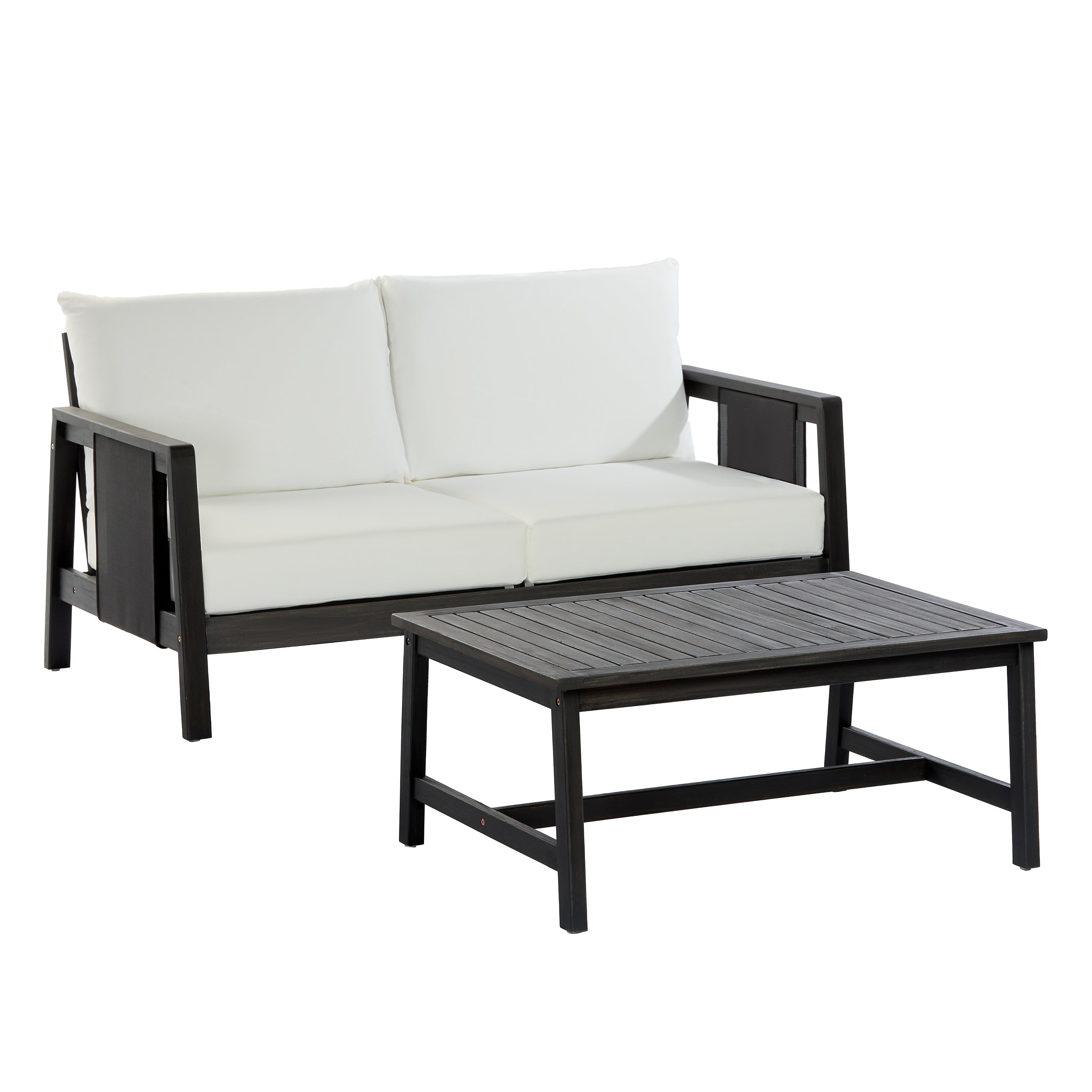 Khali 2 Piece Acacia Wood Outdoor Sofa Set with Cushions