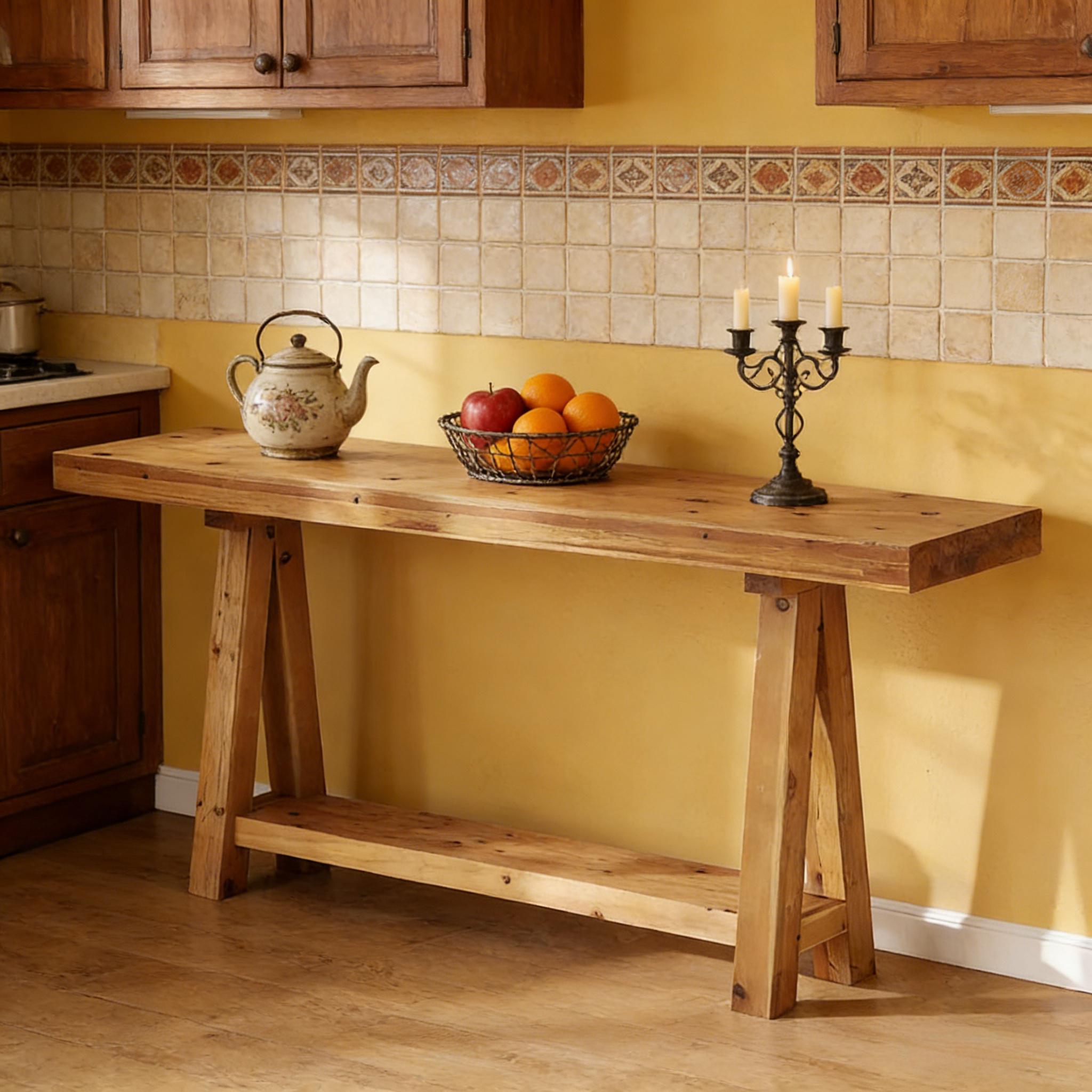 Trestle Style Wood Console Table