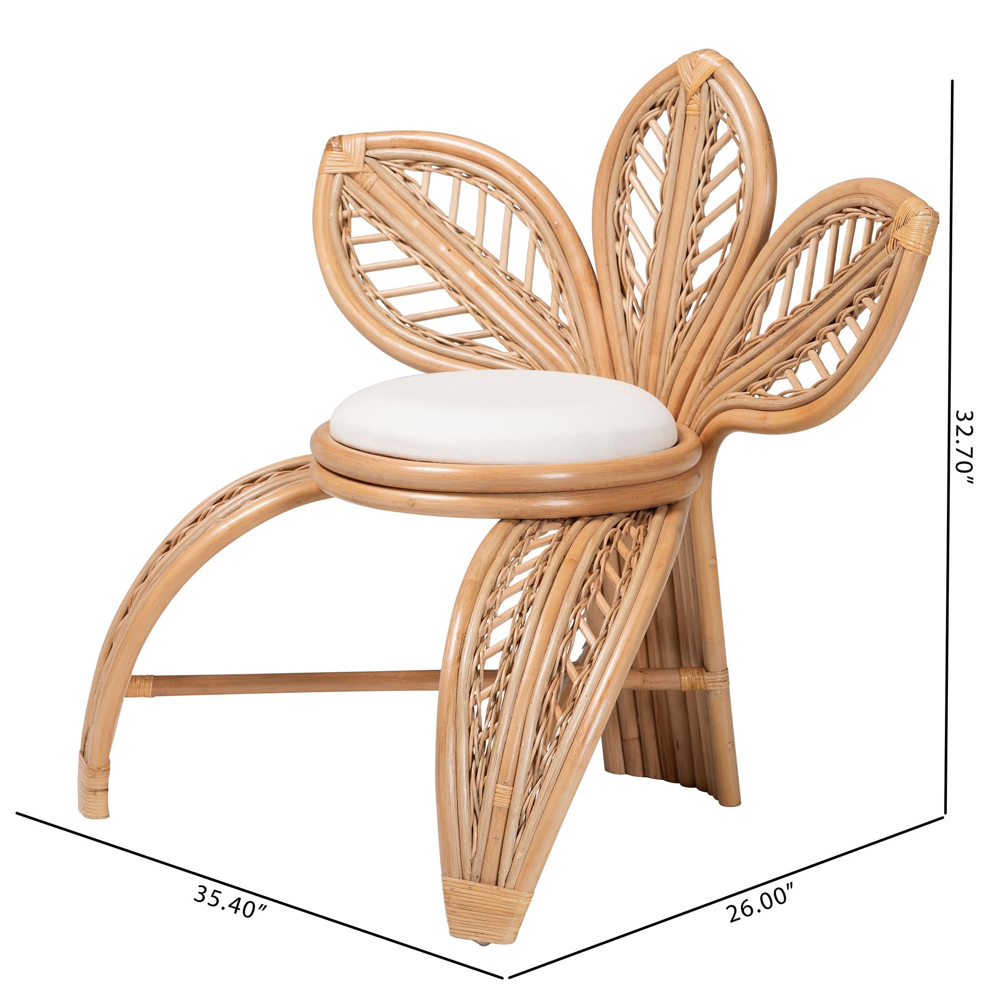 Modern Bohemian Natural Rattan Leaf Accent Chair