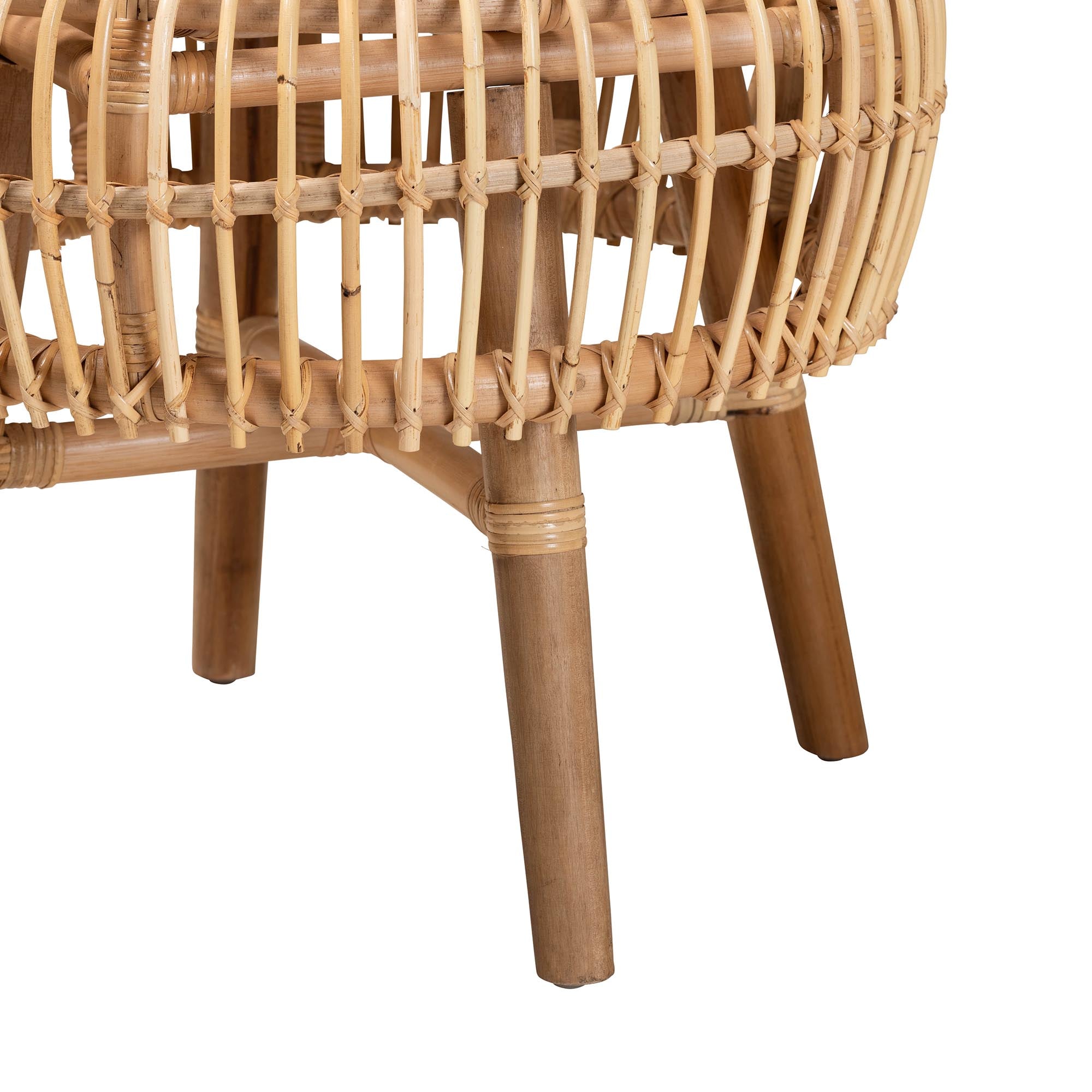 Modern Bohemian Natural Rattan Tall Lounge Chair