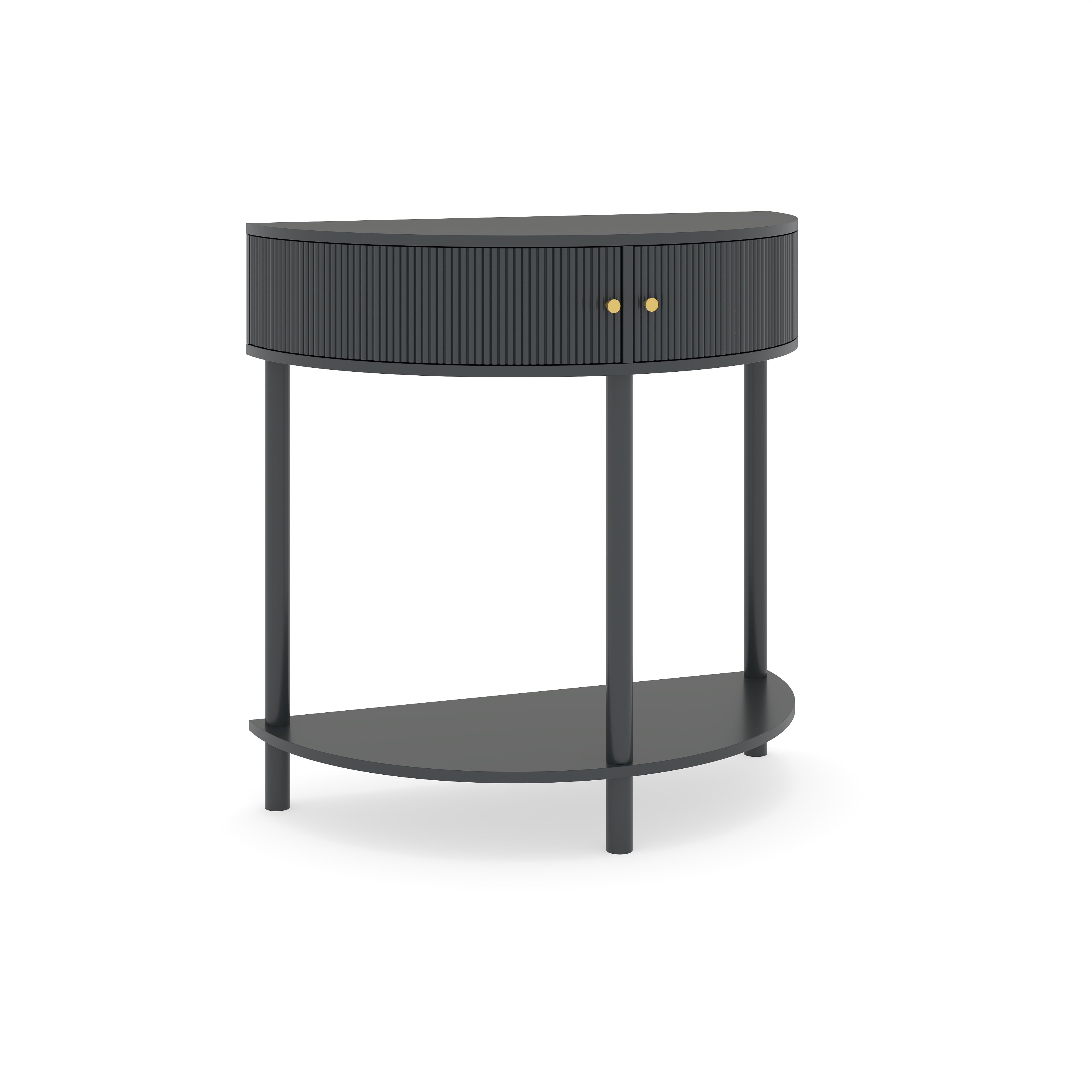 Artisan-Crafted Wave-Pattern Demi-Lune Console Table