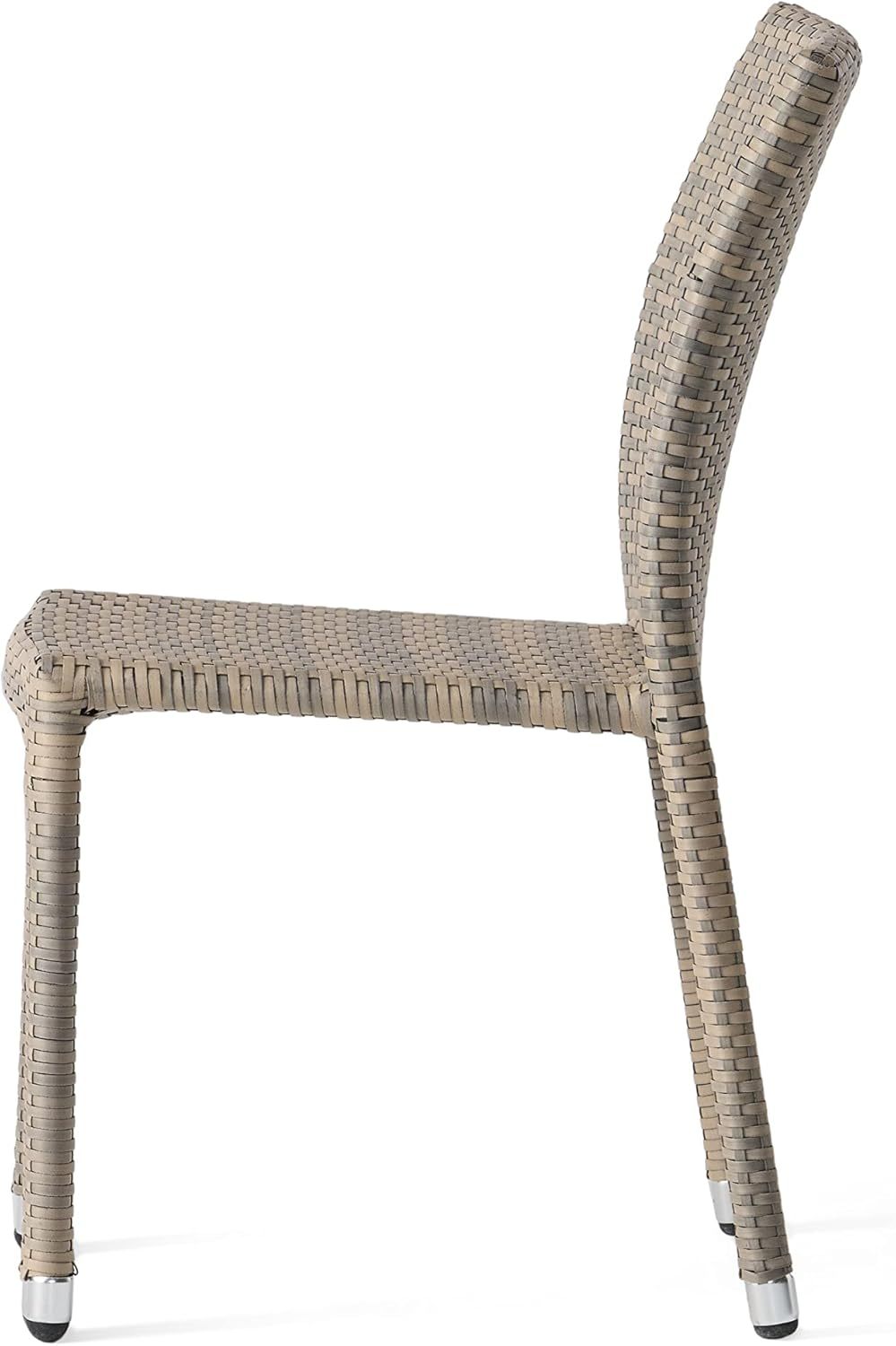 Larache Outdoor Aluminum Armless Rattan Dining Chairs, Set of 4