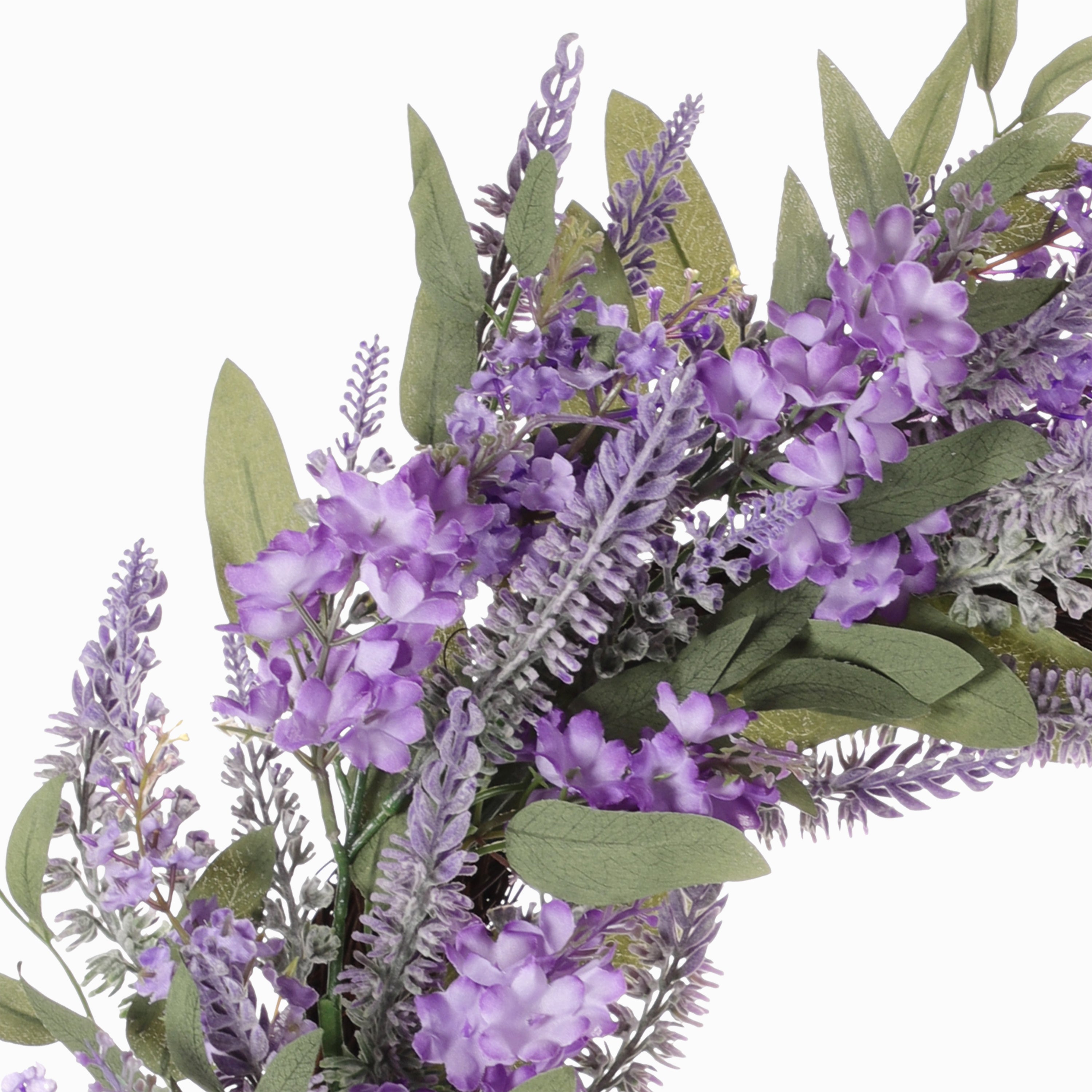 24" Artificial Lavender with Green Leaves Floral Spring Wreath