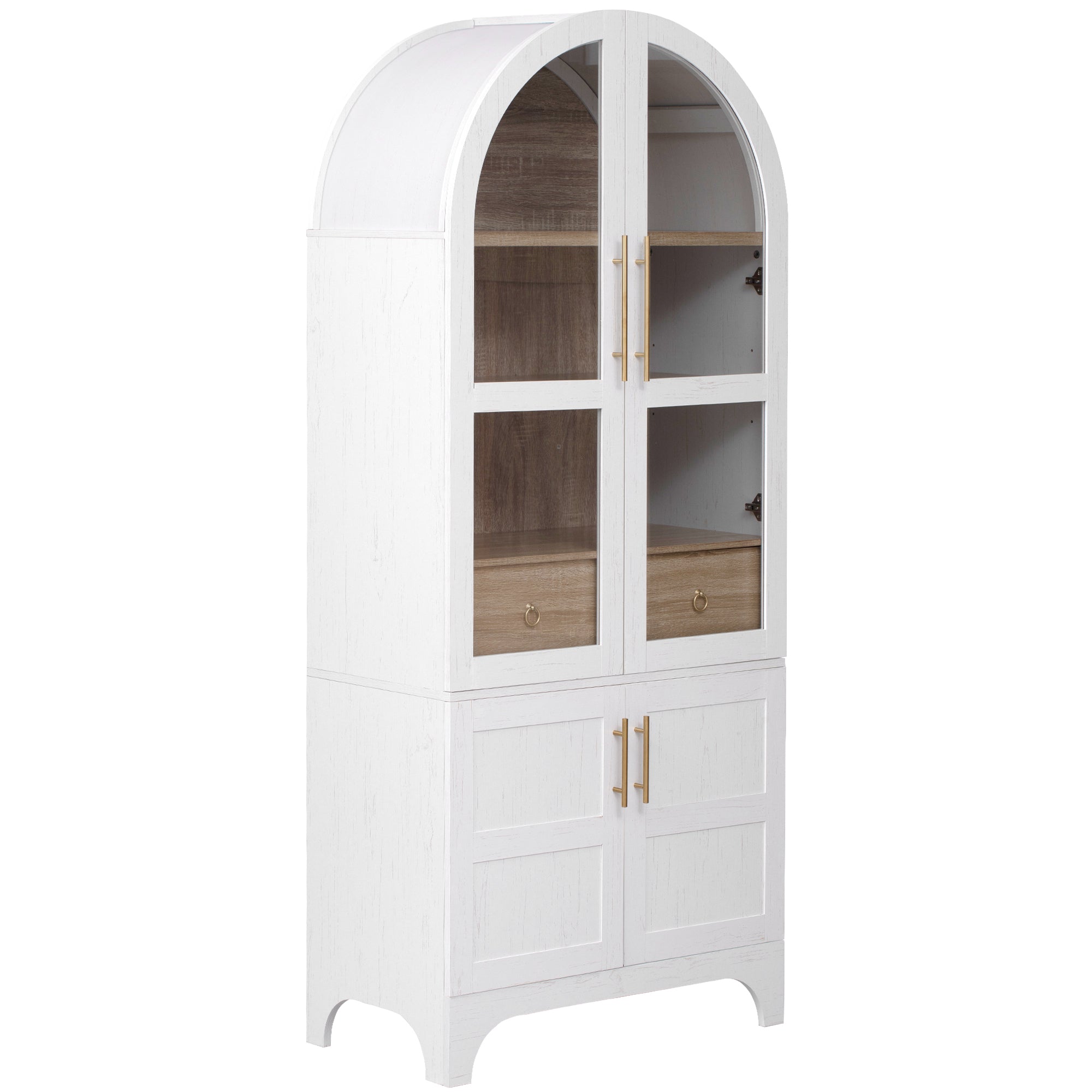 Farmhouse Kitchen Storage Cabinet with Open & Adjustable Shelves