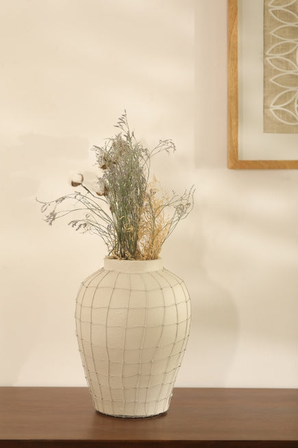 Terracotta Round Bouquet Vase with Wireframe