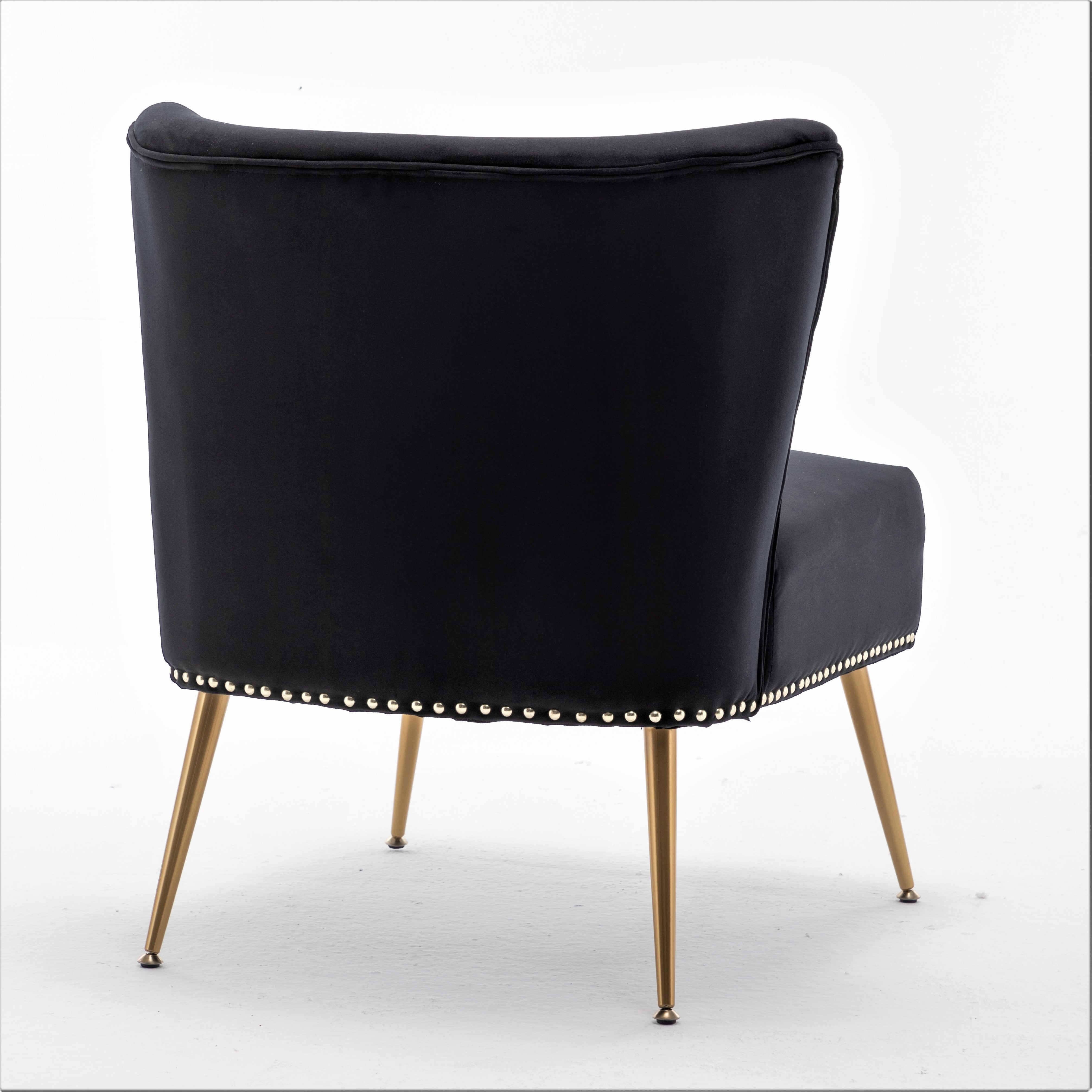 Printed Cloth Accent Chair, Armless Slipper Chair with Metal Legs, Modern Upholstered Side Chair for Living Room Bedroom Small Spaces
