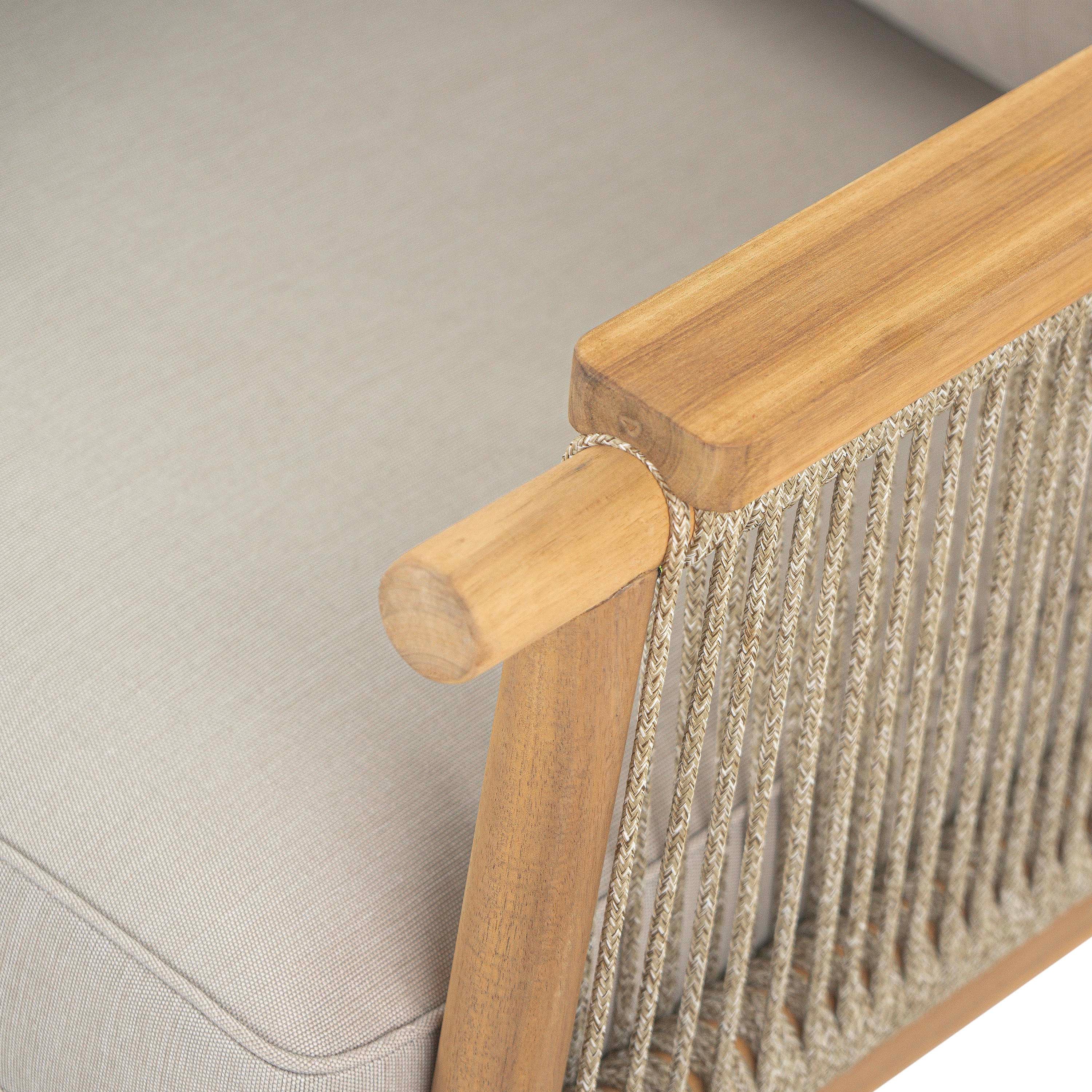 Outdoor Wood Club Chair with Rope Accents