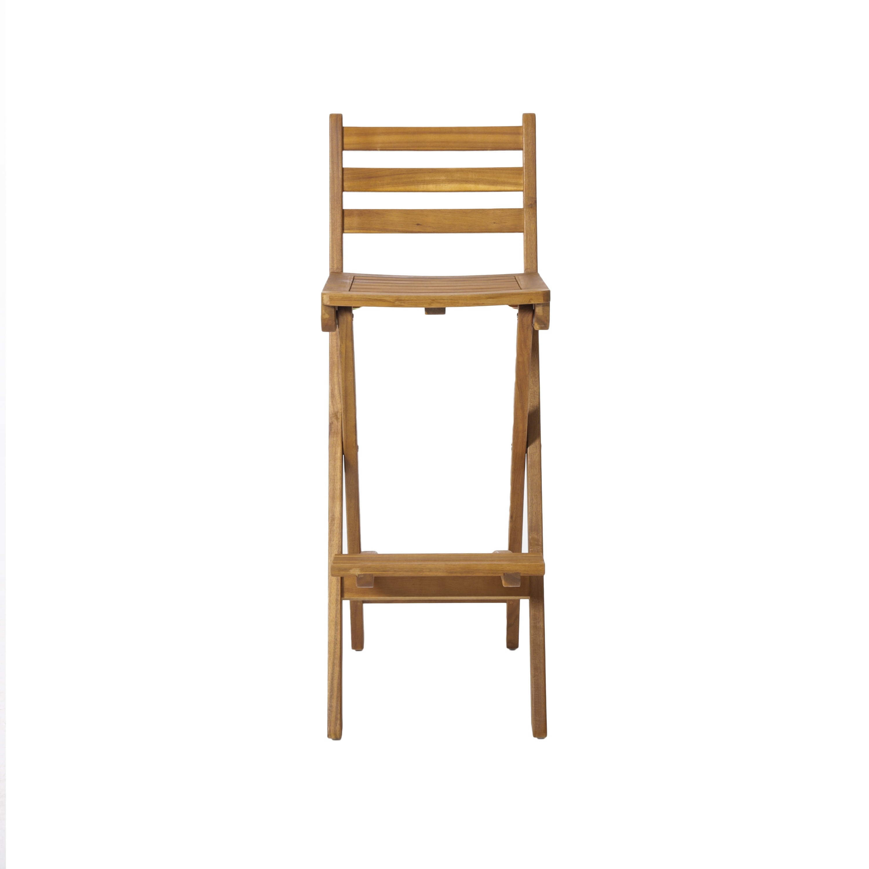 Outdoor Acacia Wood Folding Patio Barstool, Set of 2