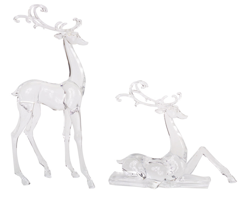 Modern Clear Acrylic Holiday Deer Figurine (Set of 2)