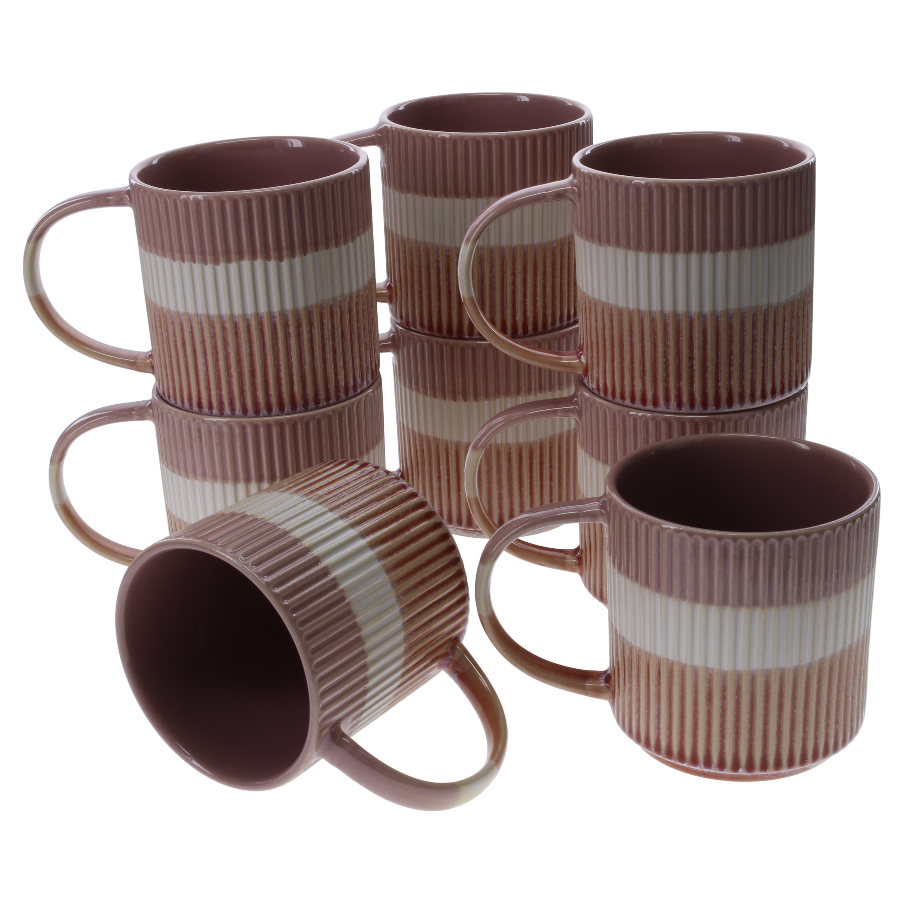 Tri-Color Mugs, Set of 8