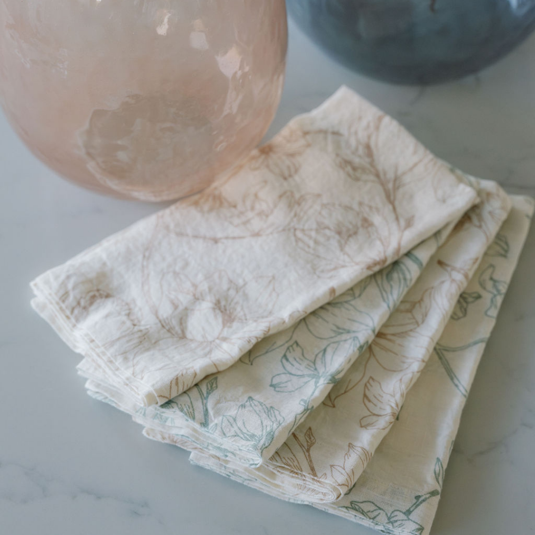 Blue and Pink Foral Napkins