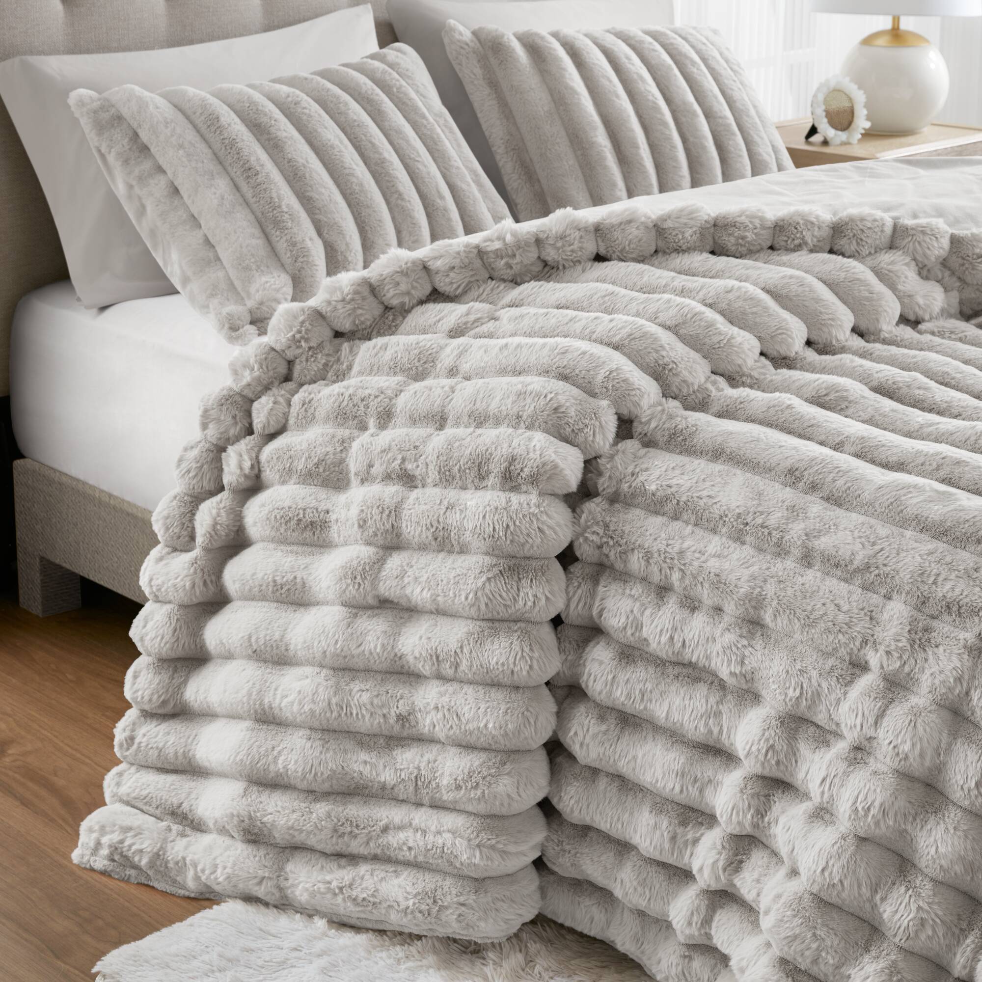 Ultrasoft Faux Fur Ribbed Comforter Set