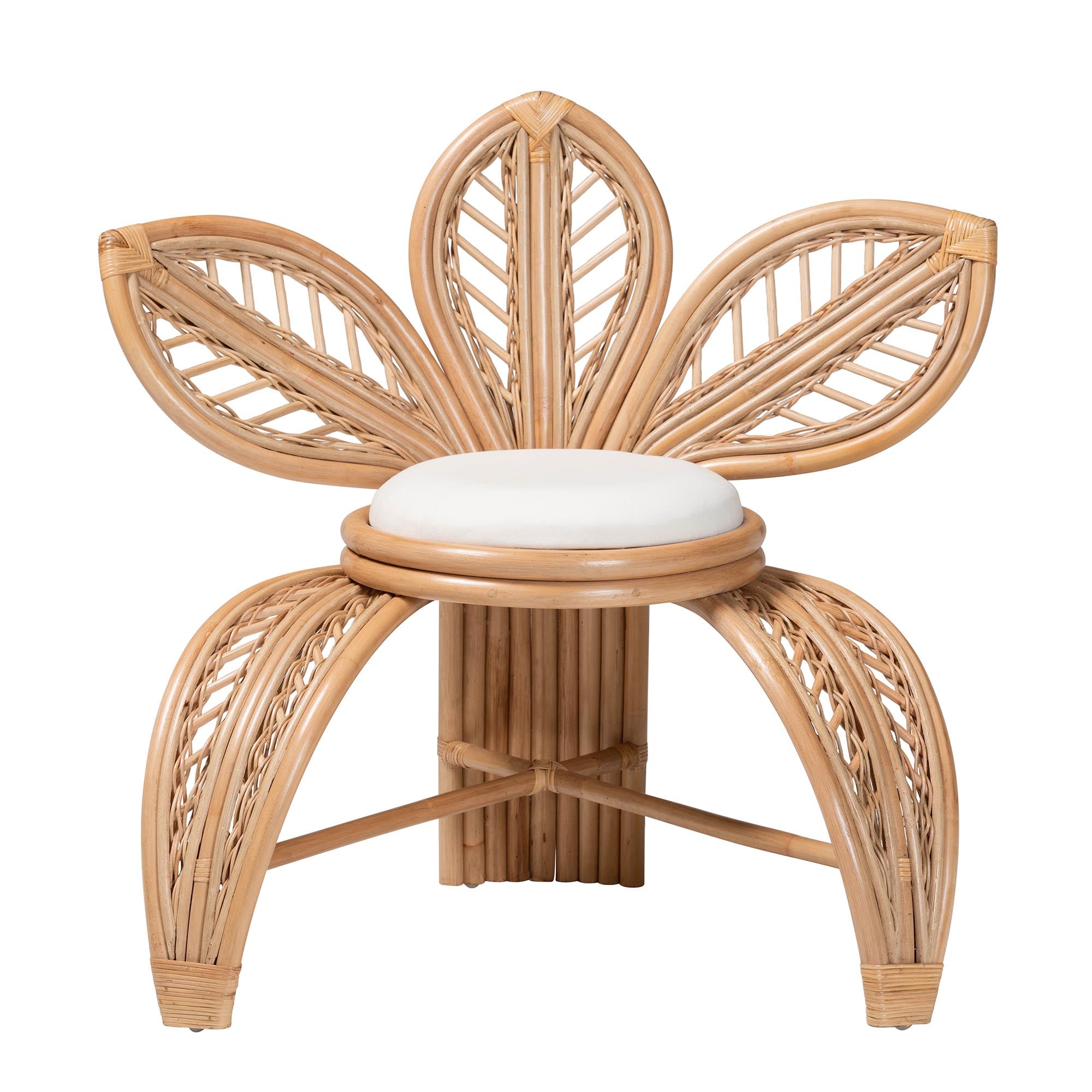 Modern Bohemian Natural Rattan Leaf Accent Chair