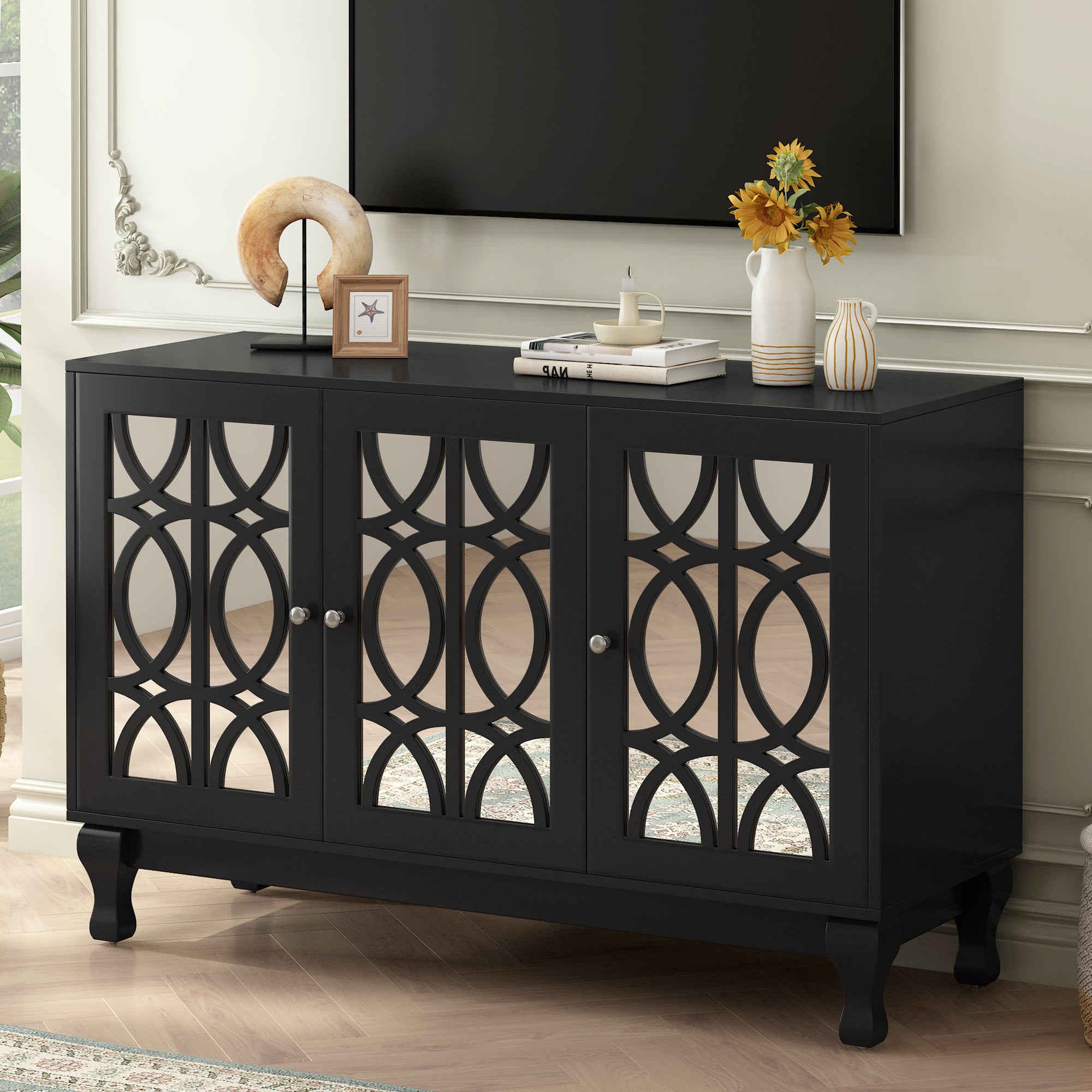 Mirrored Door Entertainment Center