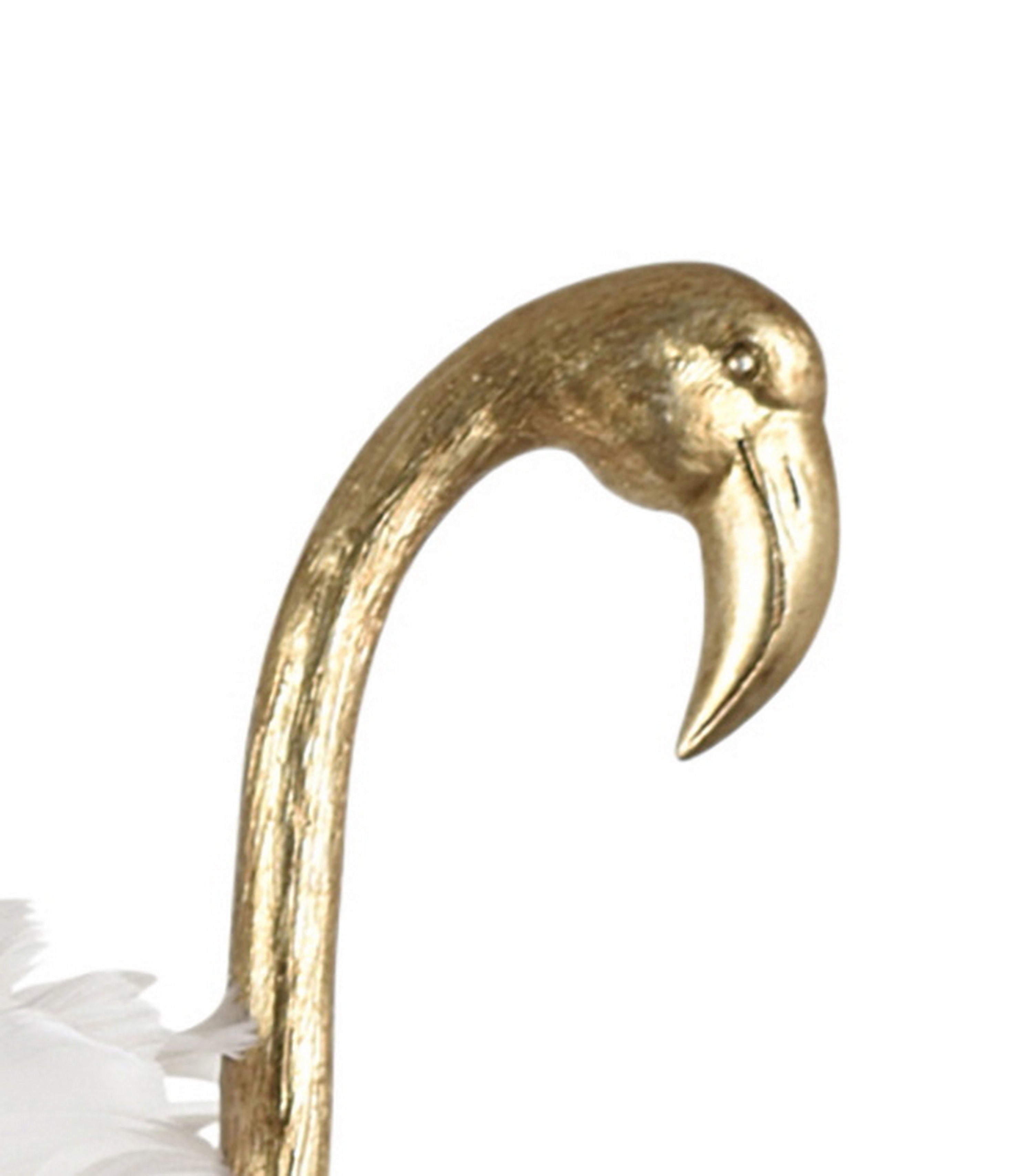 Polished Gold Flamingo Table Lamp With Feathered Shade