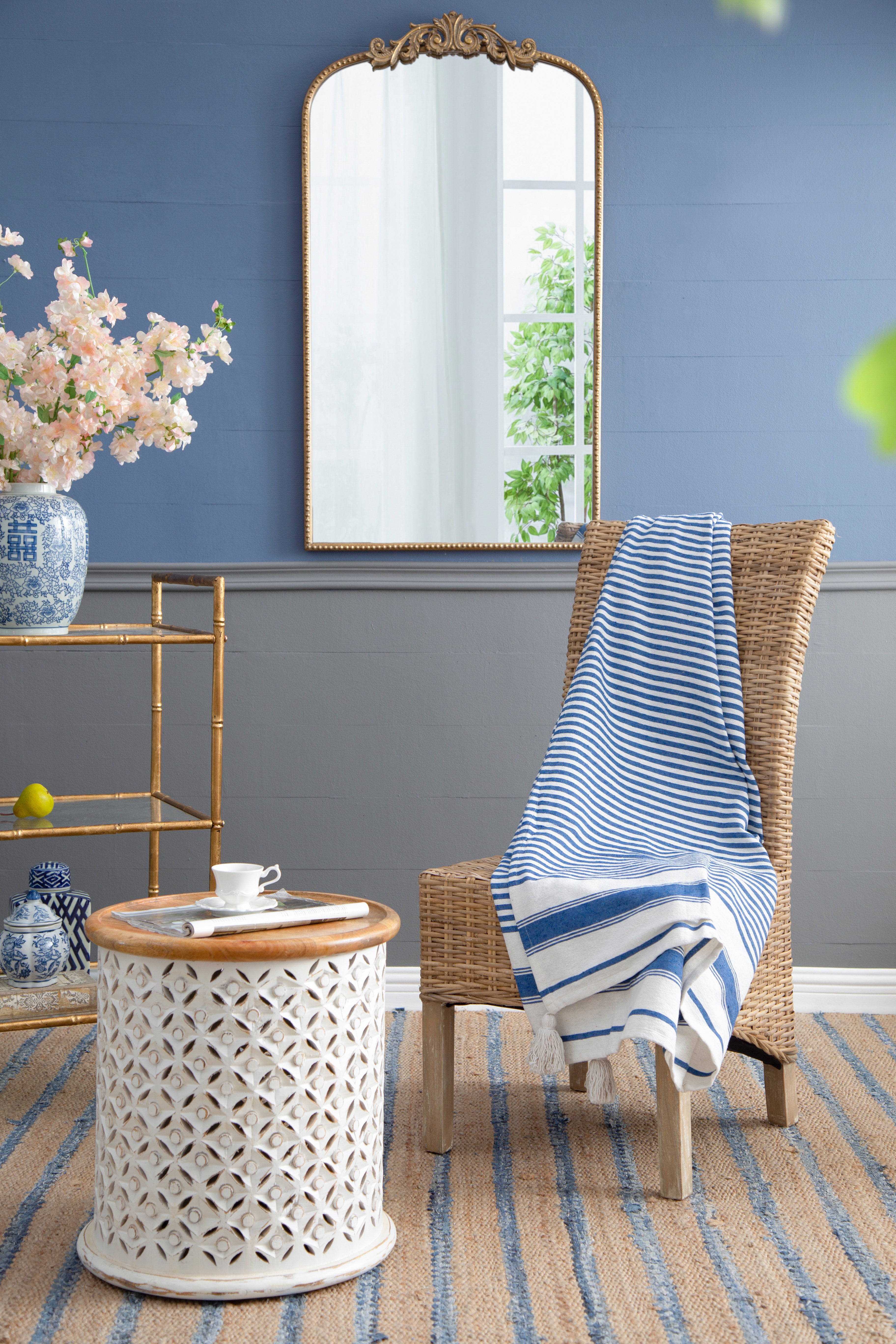 50x60' Brighton Blue Striped Throw Blanket, 2 Pack