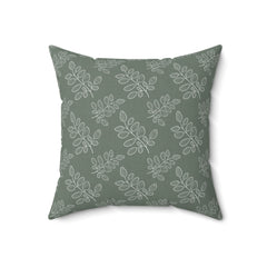 Floral Stems Olive Decorative Throw Pillow