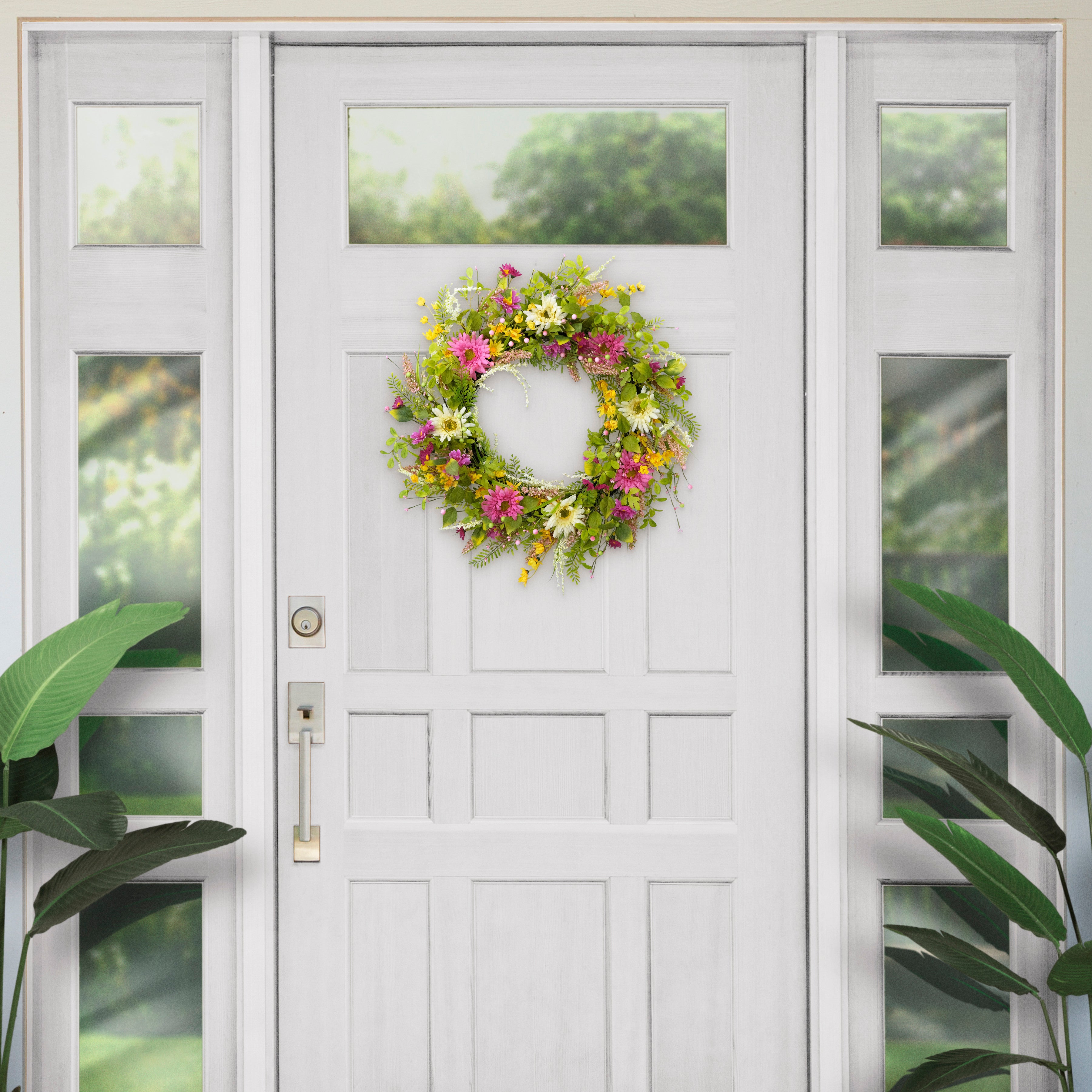 30" Artificial Multicolor Floral Spring Door Wreath