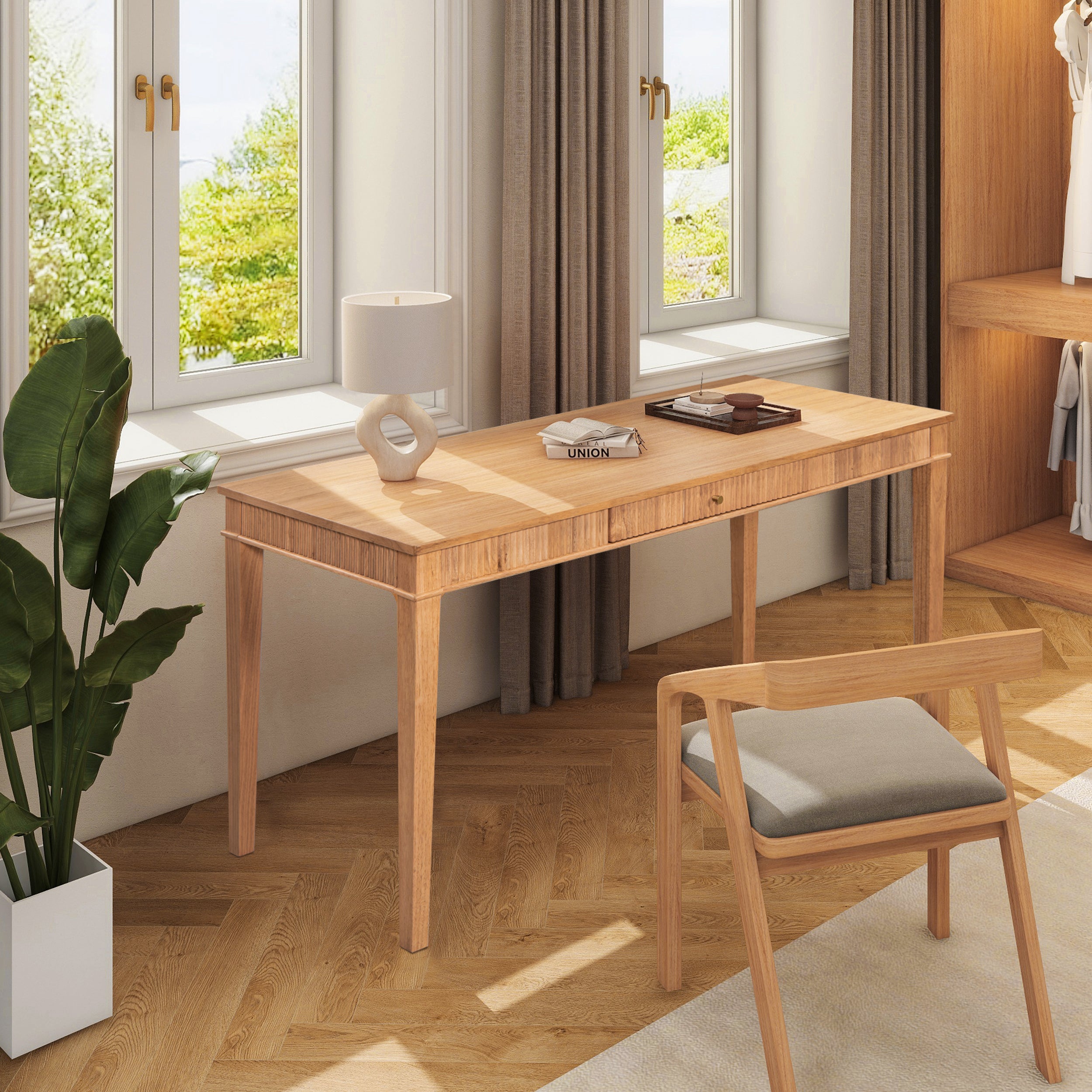 Dumont Modern Farmhouse 1-Drawer Fluted Home Office Writing Desk